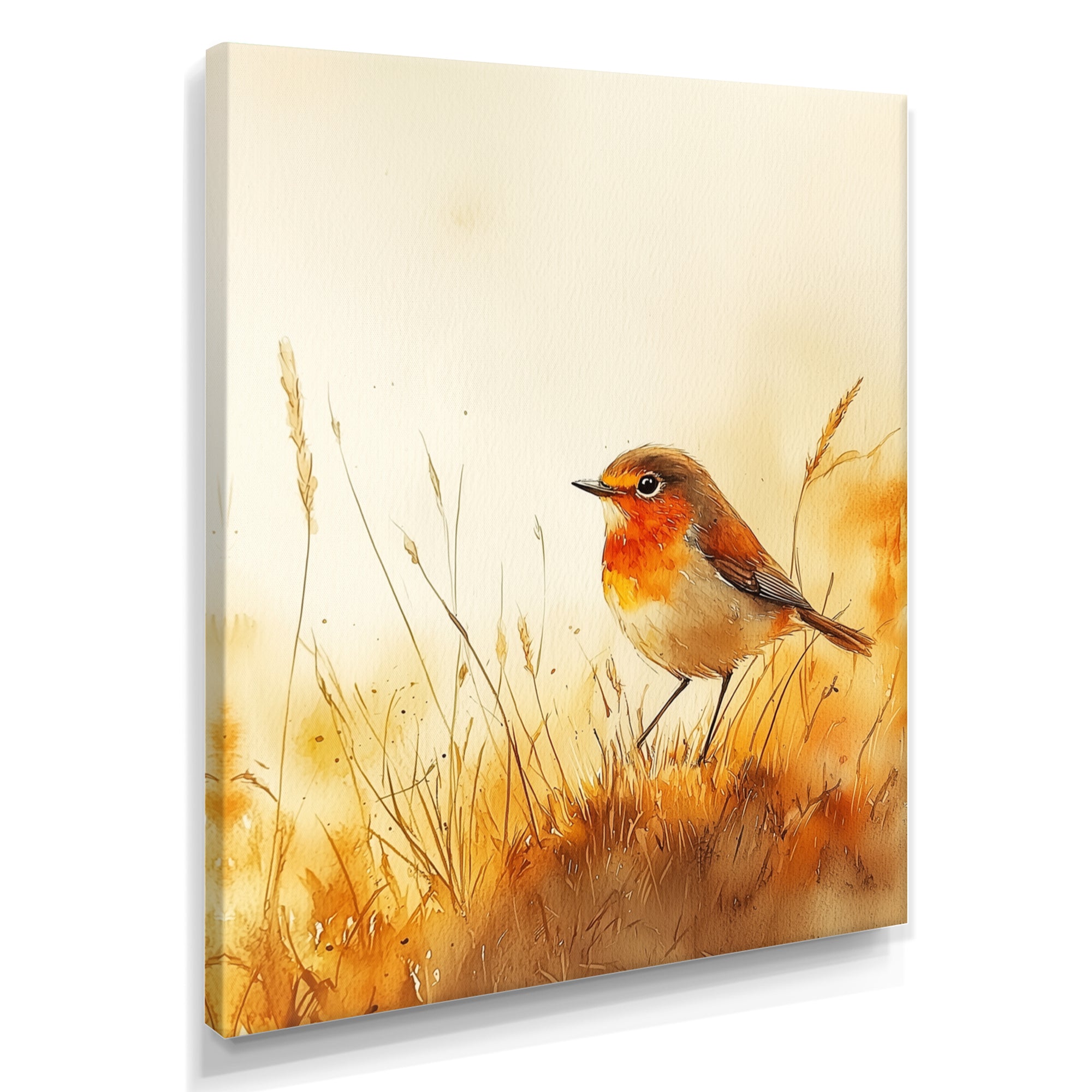 Robin Bird In The Meadow - Bird Bedroom Wall Art