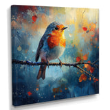 Robin Bird In The Morning Dew - Bird Canvas Wall Art
