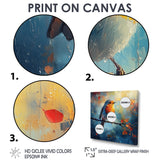 Robin Bird In The Morning Dew - Bird Canvas Wall Art