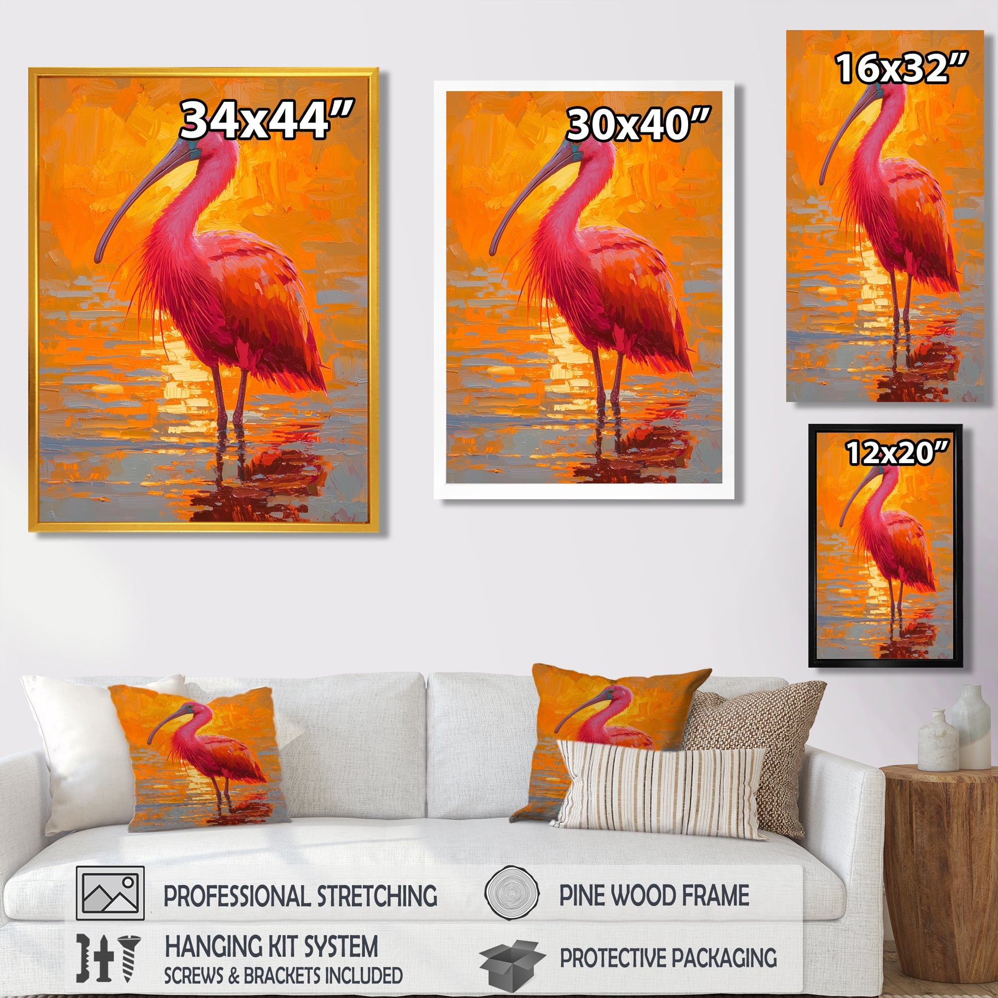Scarlet Ibis Bird In The Lake - Bird Bedroom Wall Art