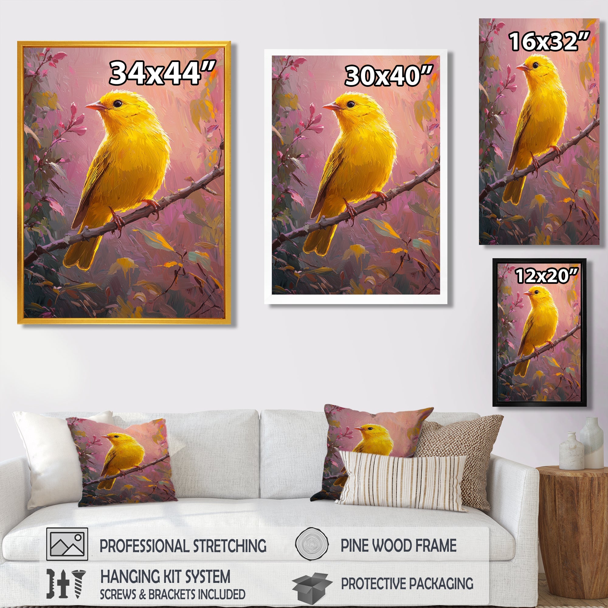 Songbird In The Forest Clearing - Yellow Bird Wall Art