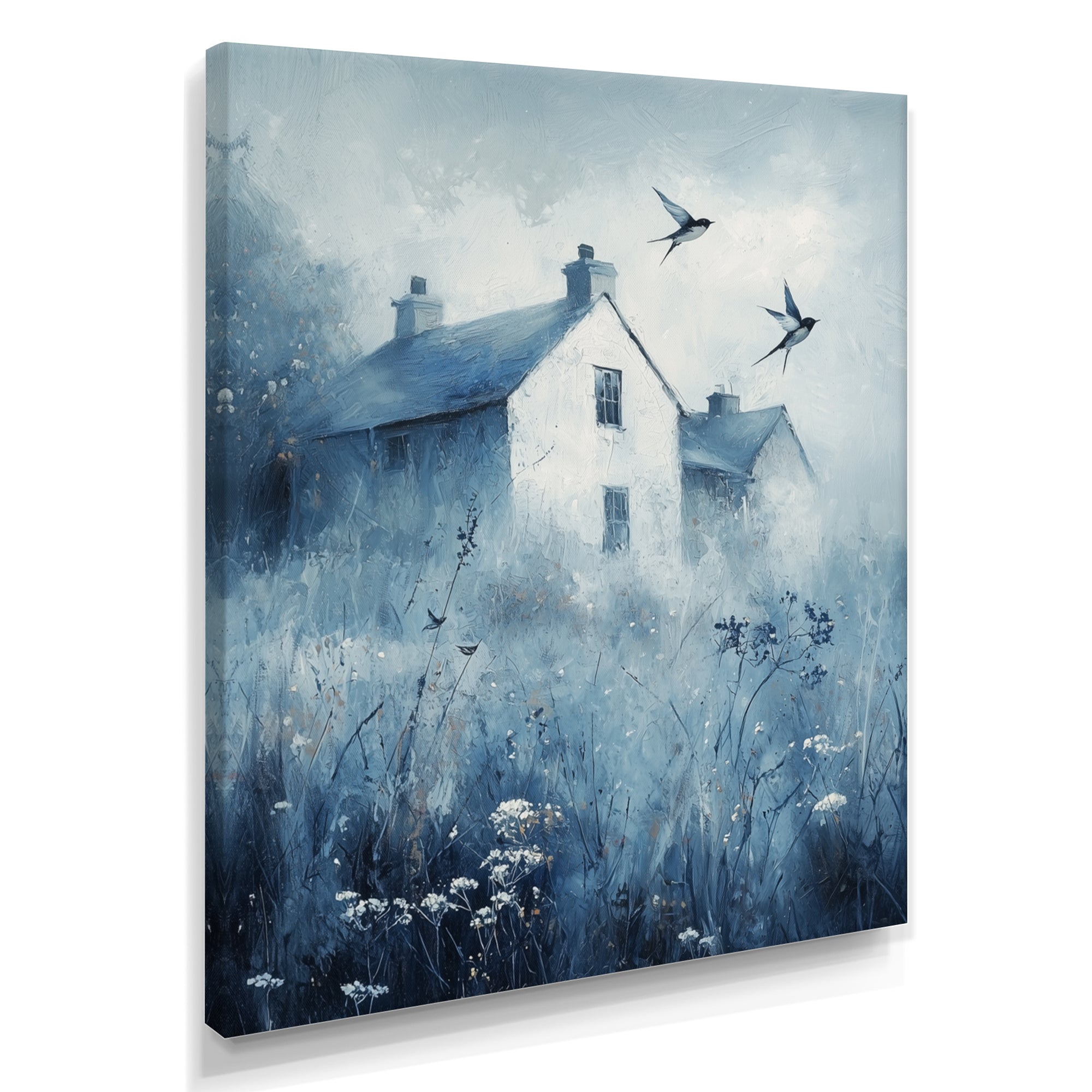 Brid Swallows By The Farmhouse - Bird Wall Art Prints