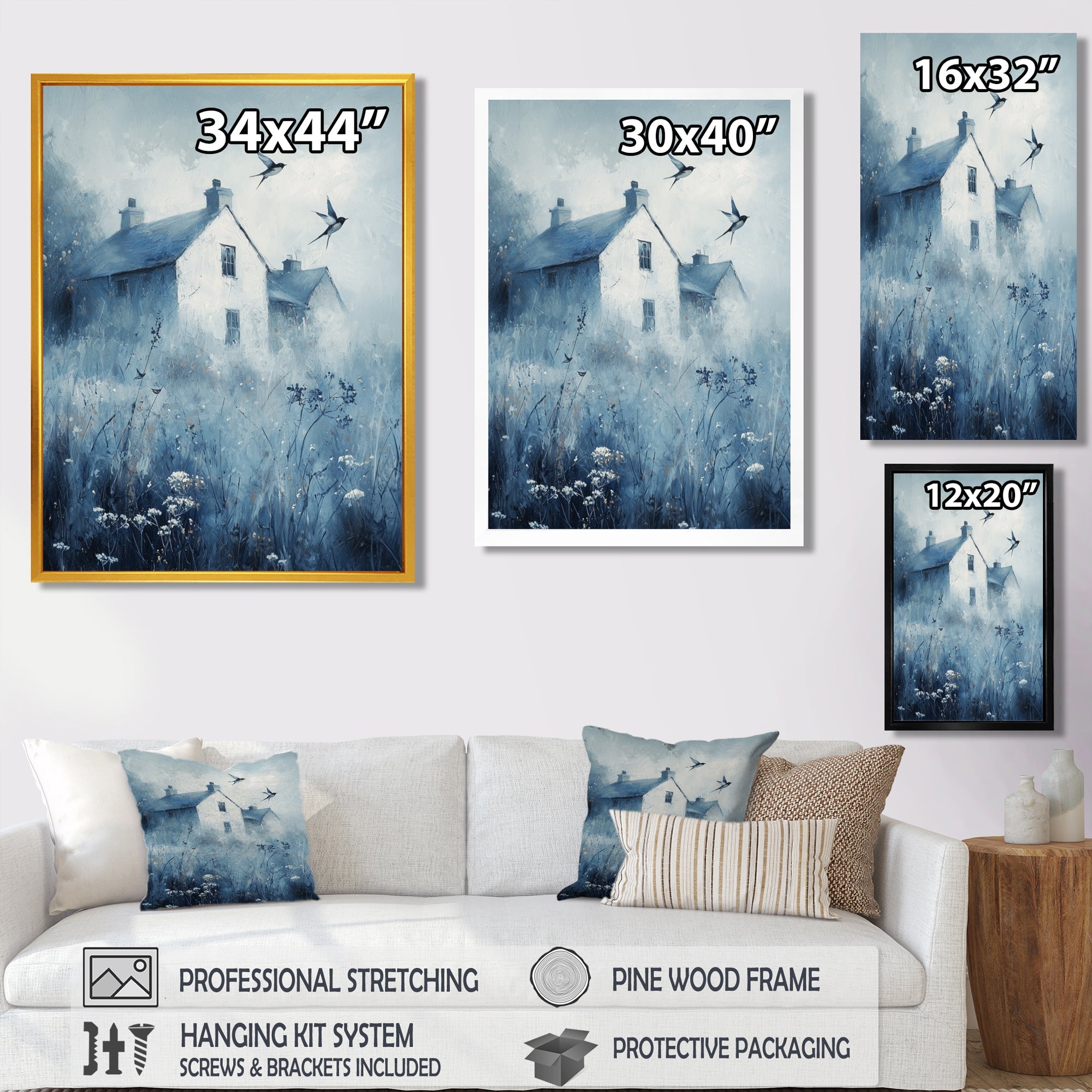 Brid Swallows By The Farmhouse - Bird Wall Art Prints