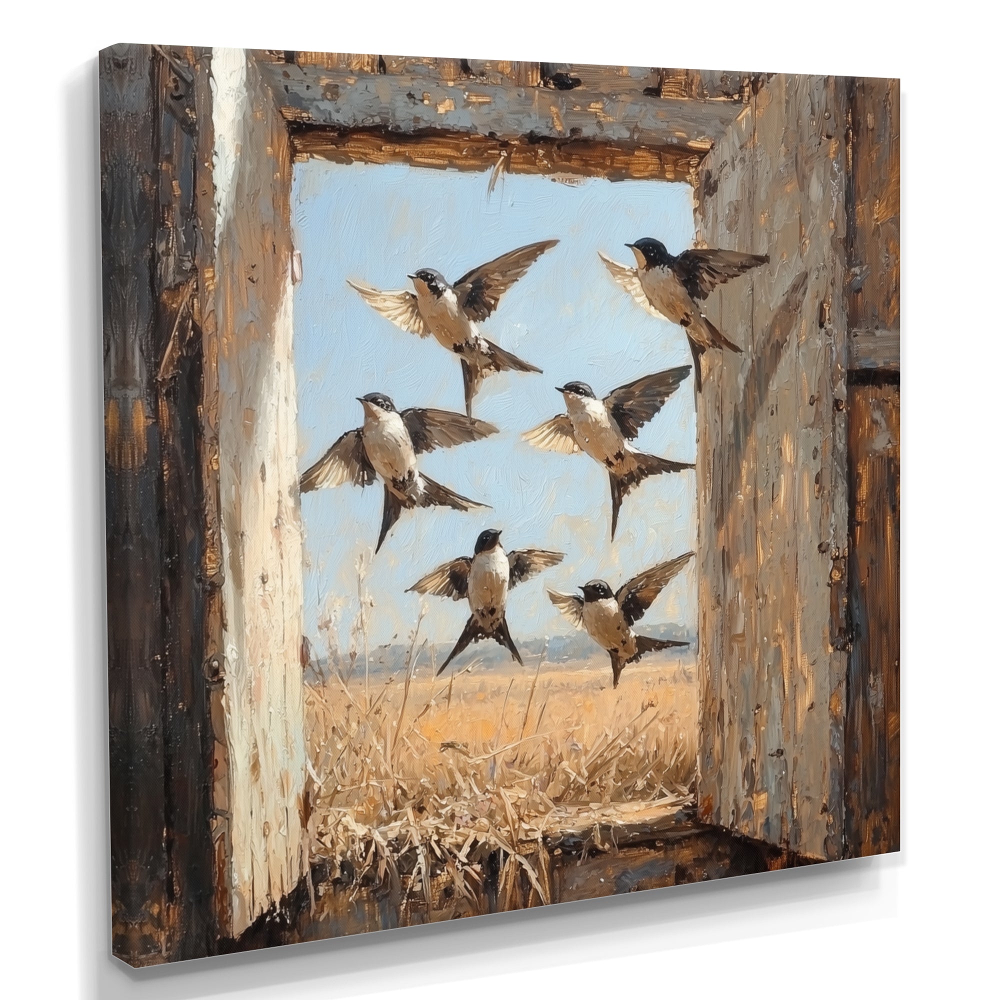 Abstract Bird Swallows In The Hayloft - Bird Wall Art Prints