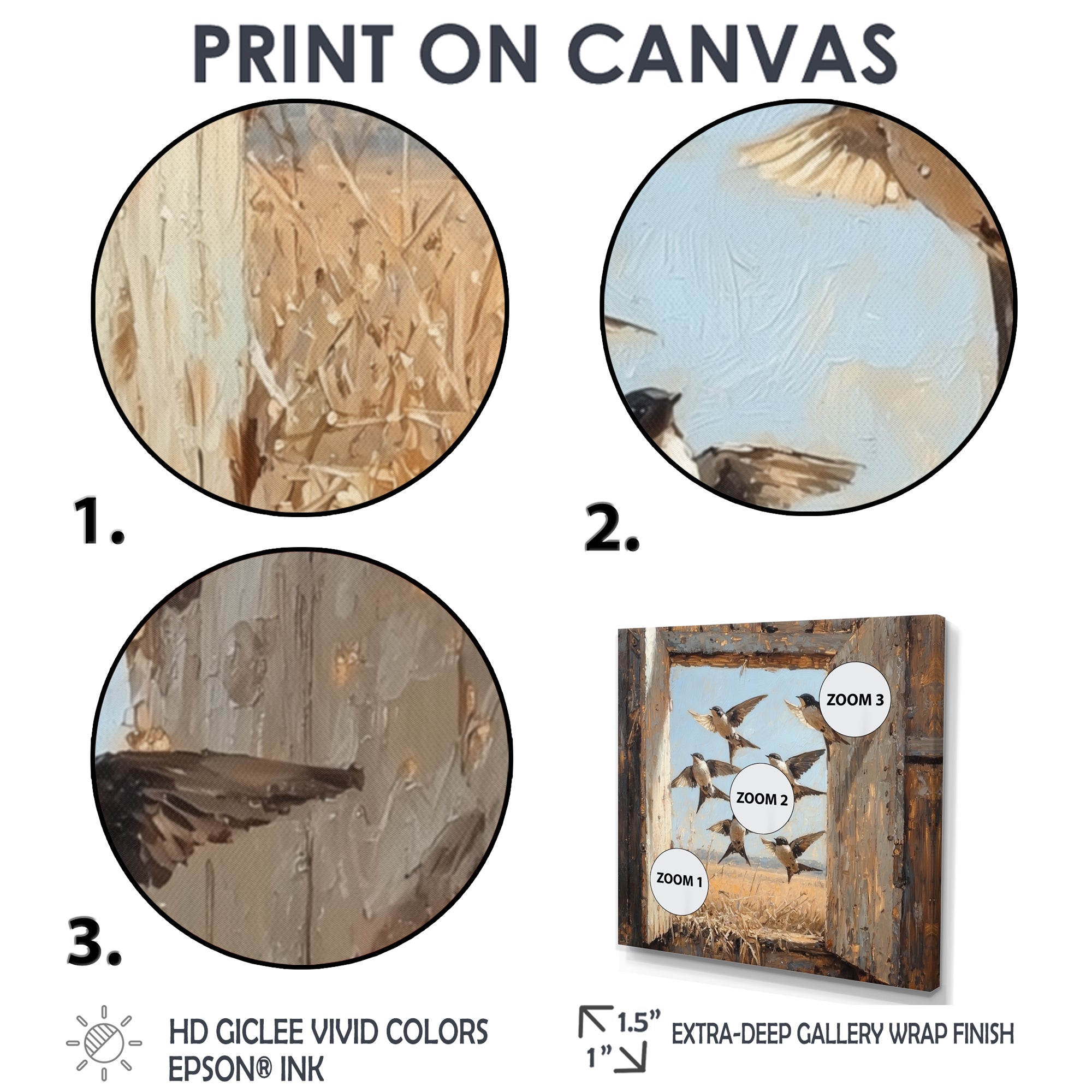 Abstract Bird Swallows In The Hayloft - Bird Wall Art Prints