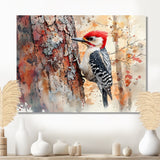 Woodpecker In The Forest - Bird Living Room Wall Art