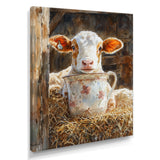 Cow Portrait At The Barn - White Cow Wall Art