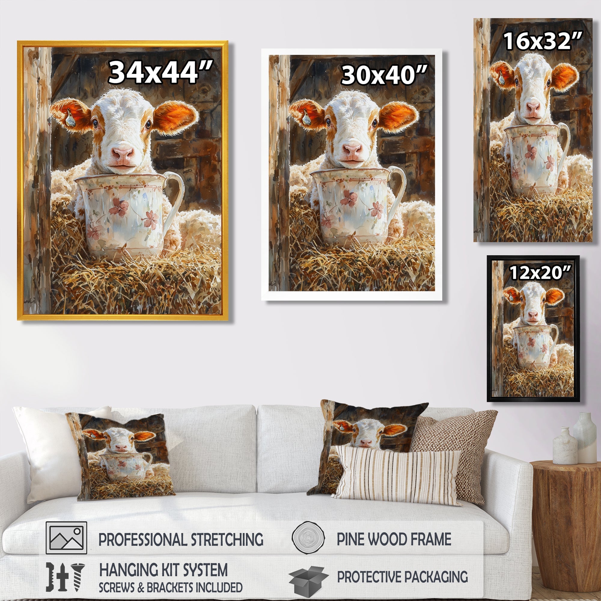 Cow Portrait At The Barn - White Cow Wall Art