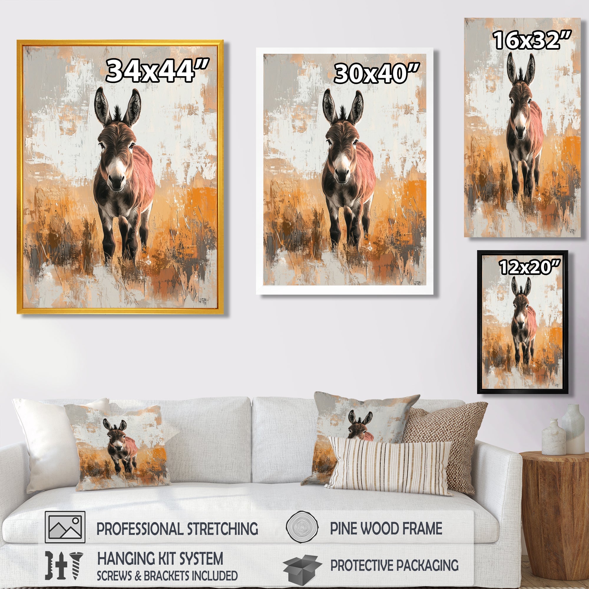 Minimalism Donkey Portrait Guardian Of The Hills - Donkey Wall Decor
