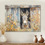 Donkey Floral Portrait At The Barn - Donkey Wall Art Prints