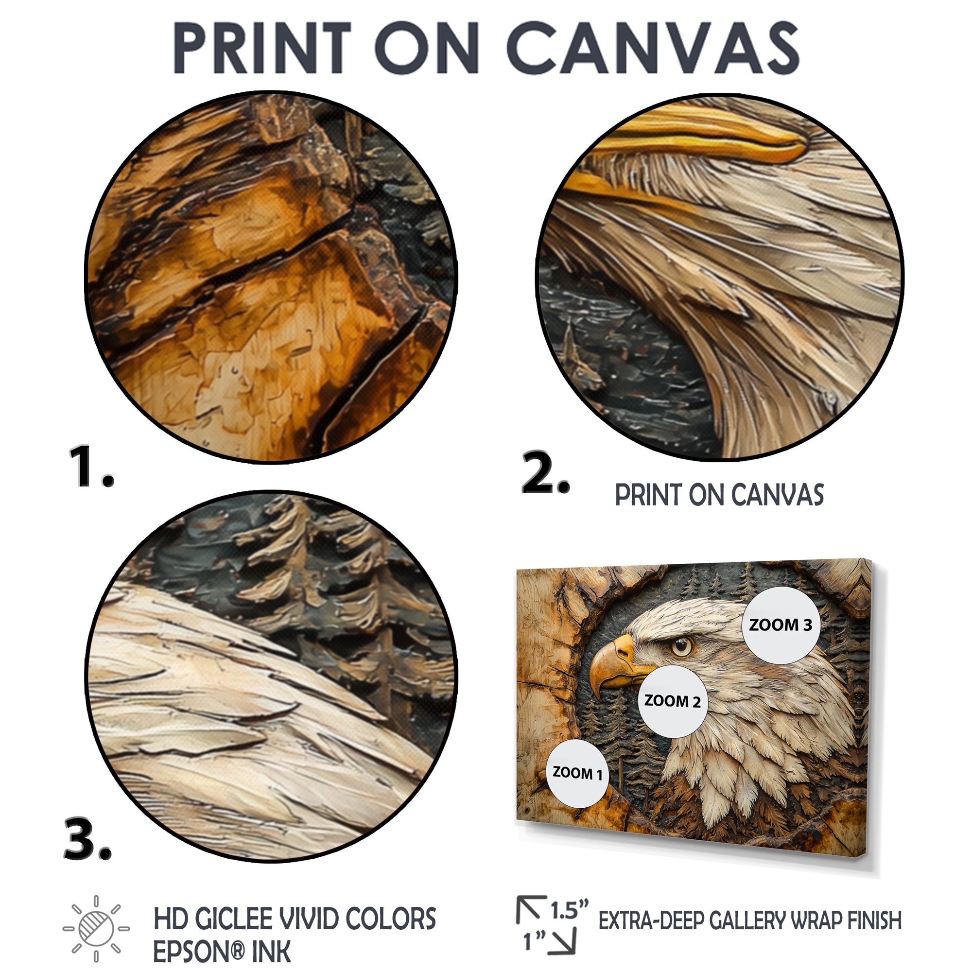 Eagle In A Forest Landscape Slide - Eagle Framed Canvas Art