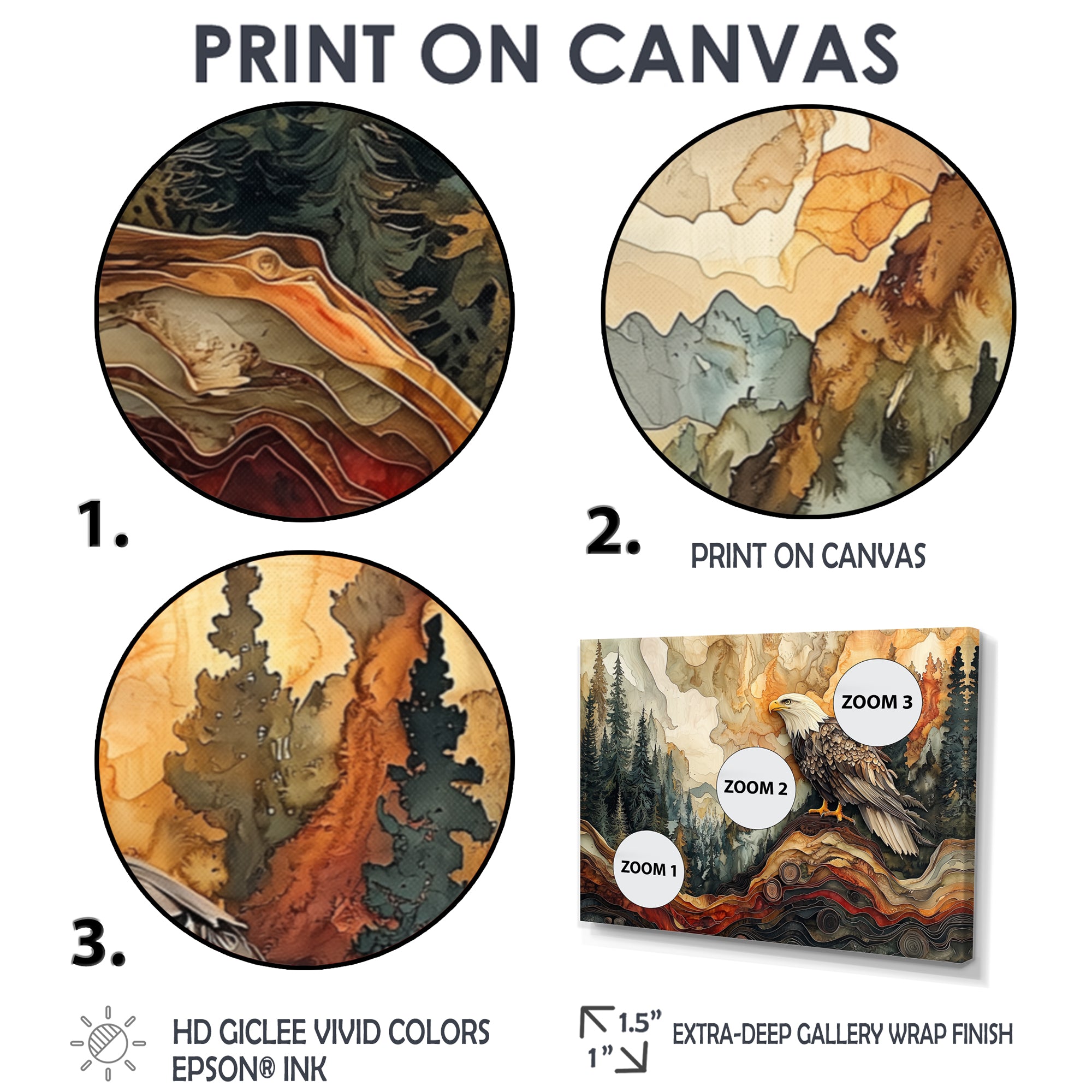 Eagle In A Large Forest Landscape - Eagle Living Room Wall Art