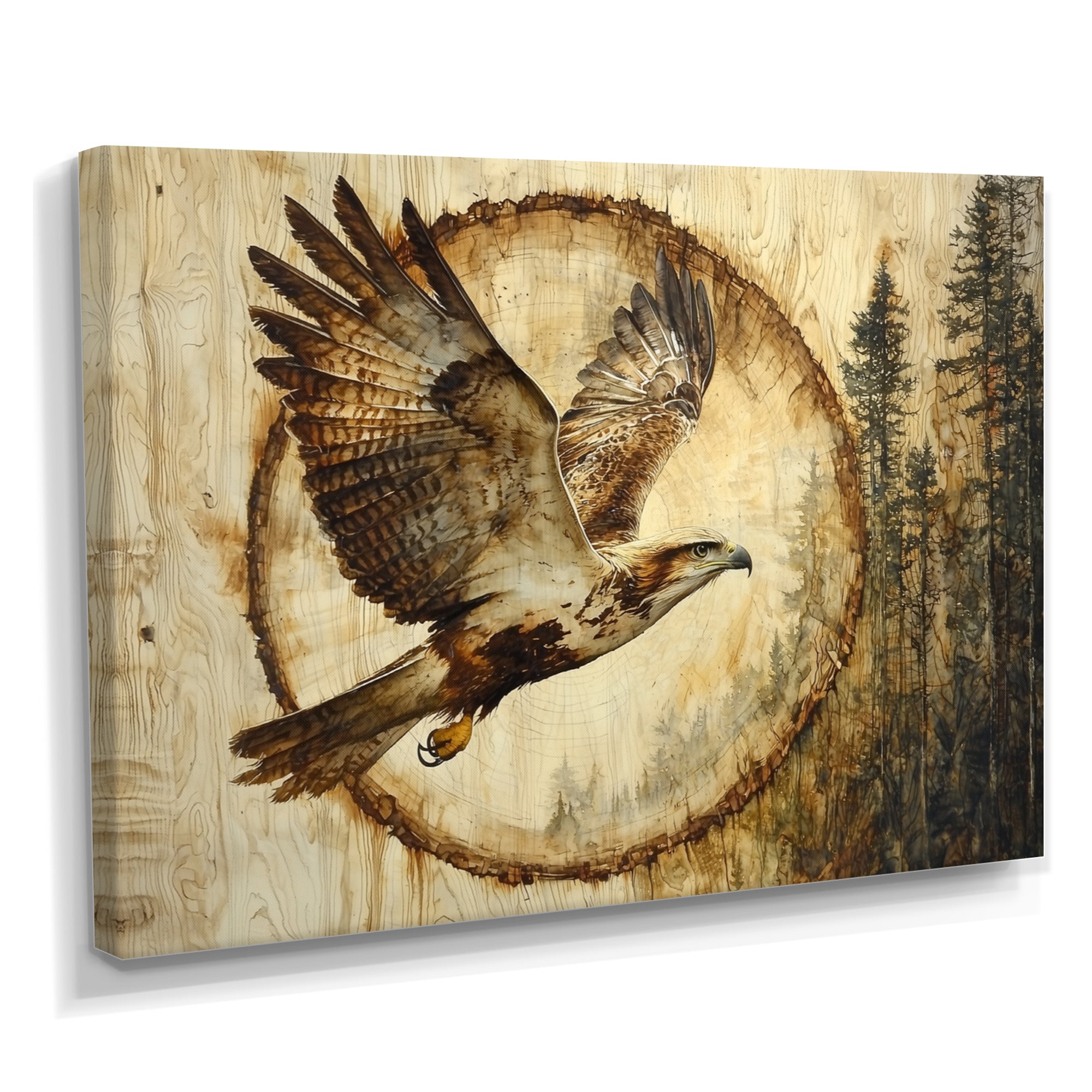 Large Eagle In Forest Flight Of The Hunter - Eagle Bedroom Wall Art