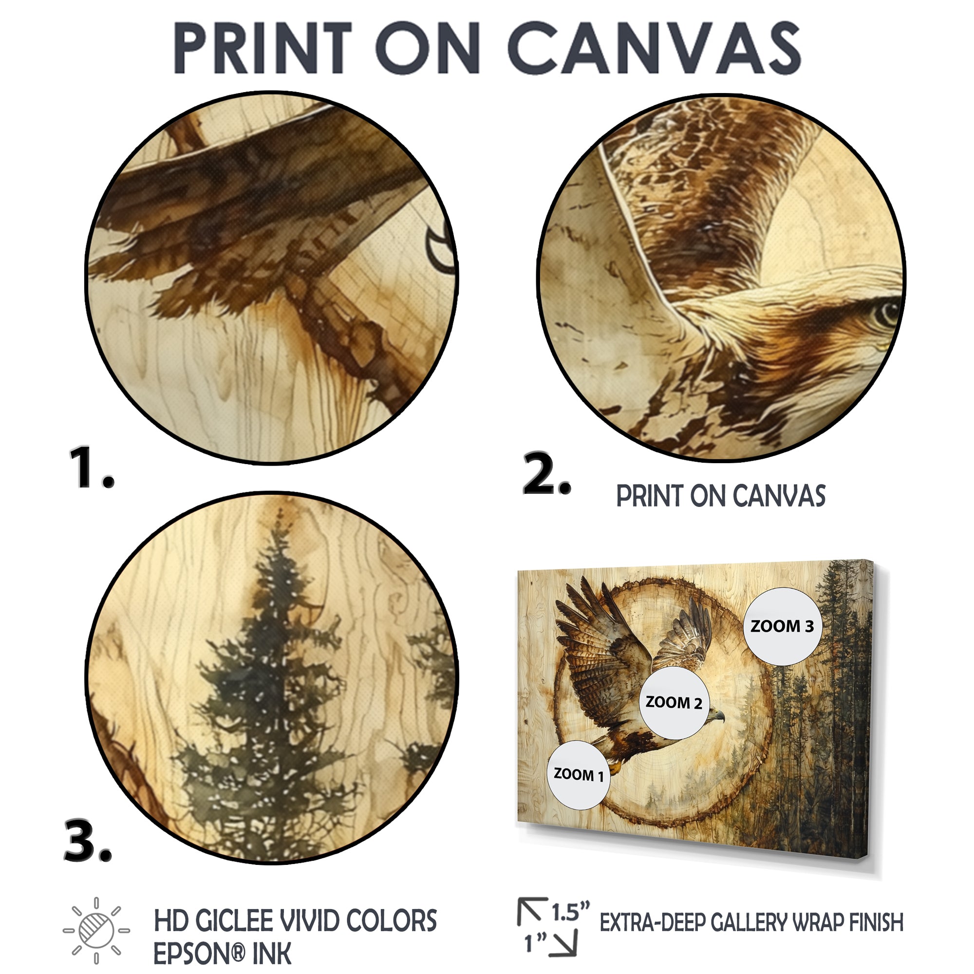 Large Eagle In Forest Flight Of The Hunter - Eagle Bedroom Wall Art