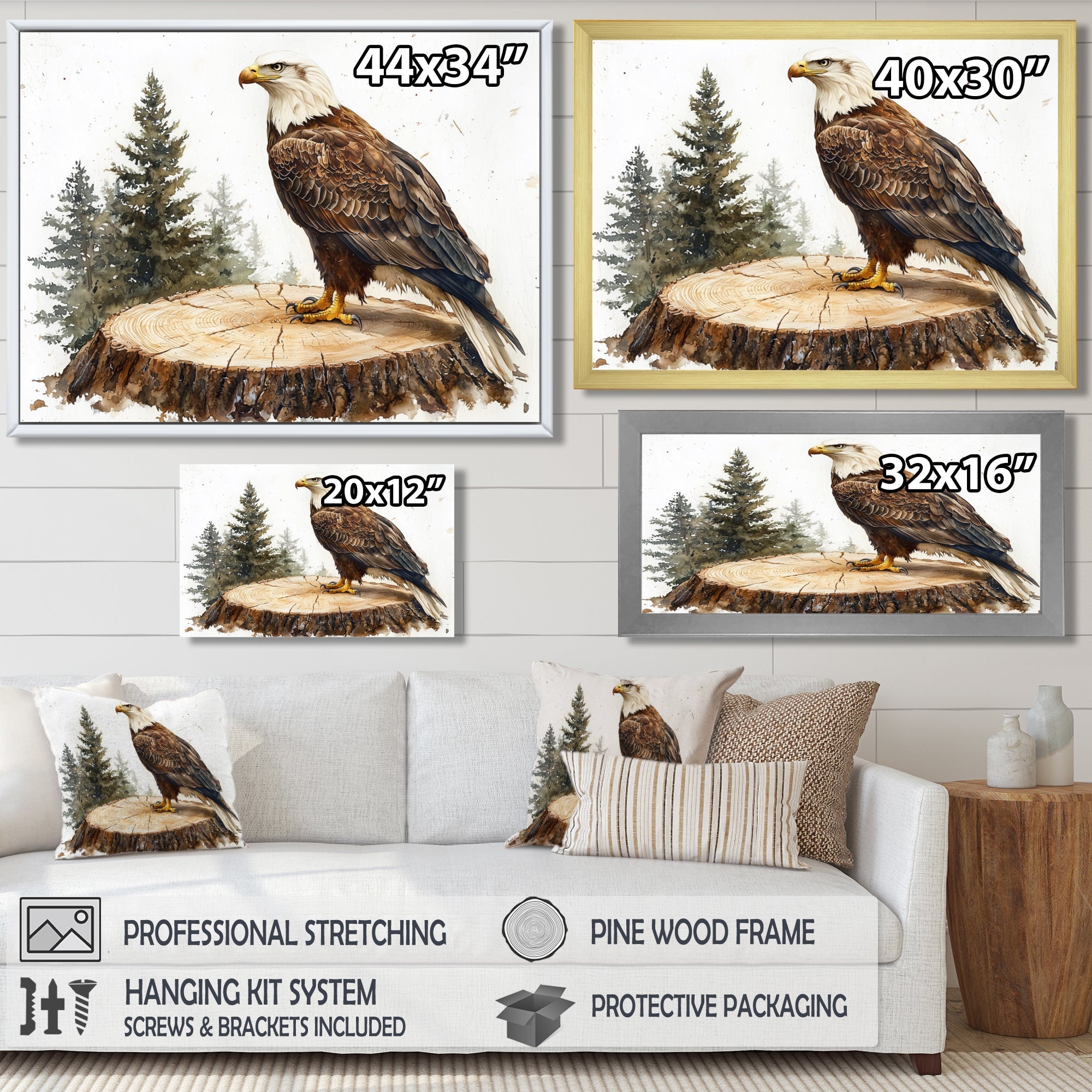 Eagle Silent Vigil In Summer - Eagle Canvas Wall Art