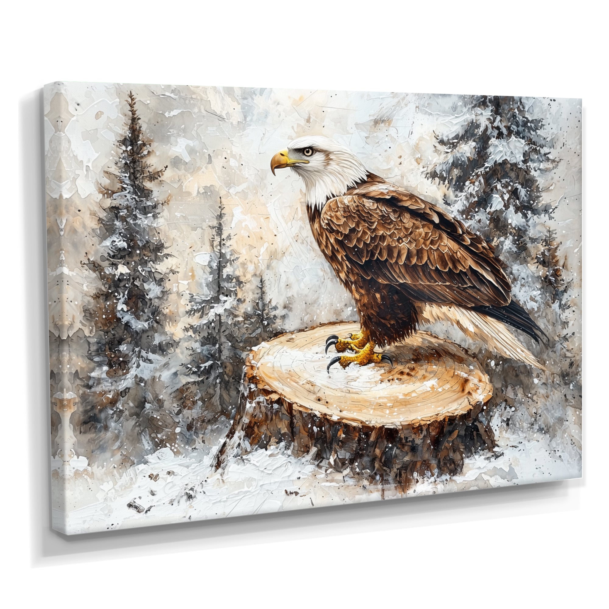 Eagle Silent Vigil In Winter - Brown Eagle Wall Art
