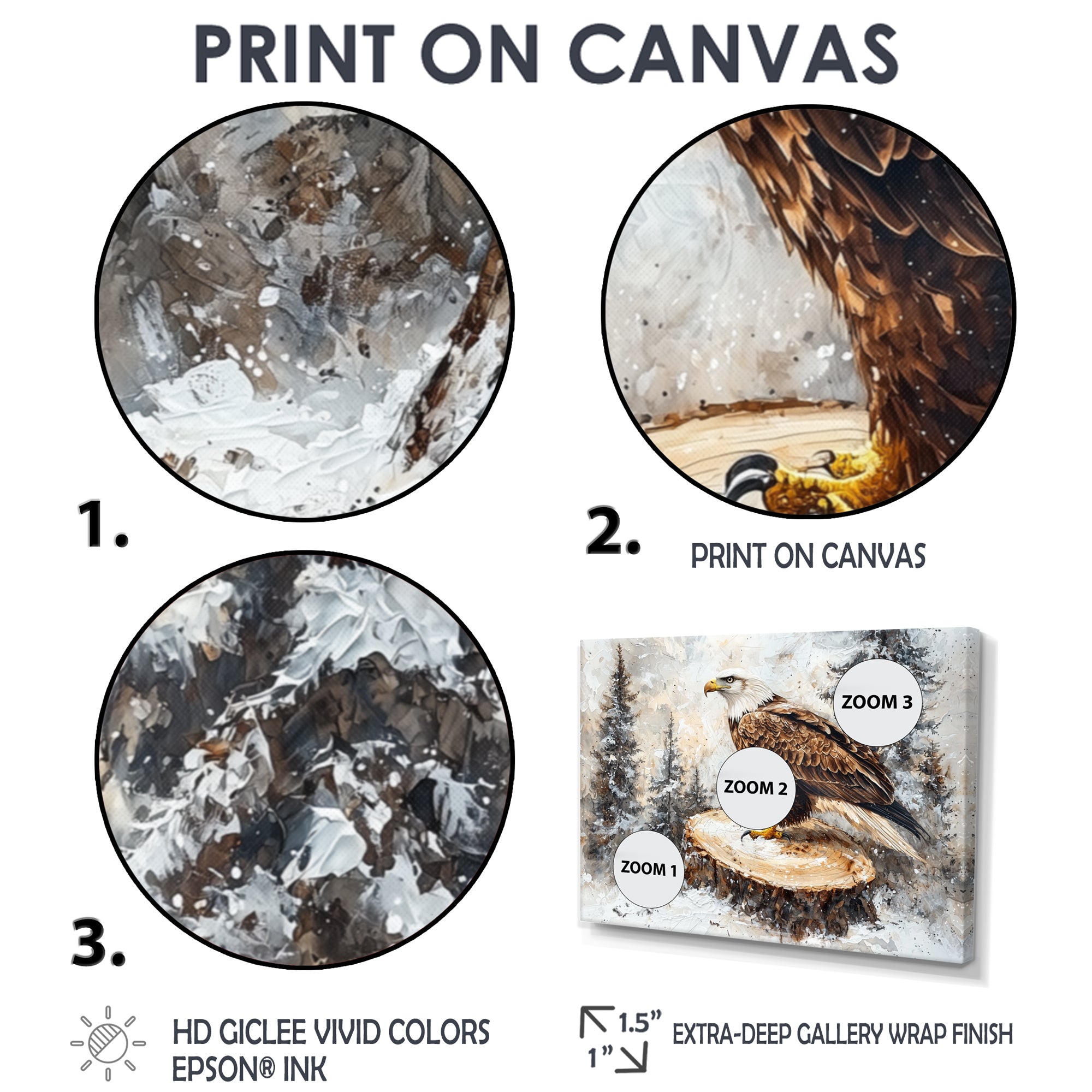 Eagle Silent Vigil In Winter - Brown Eagle Wall Art