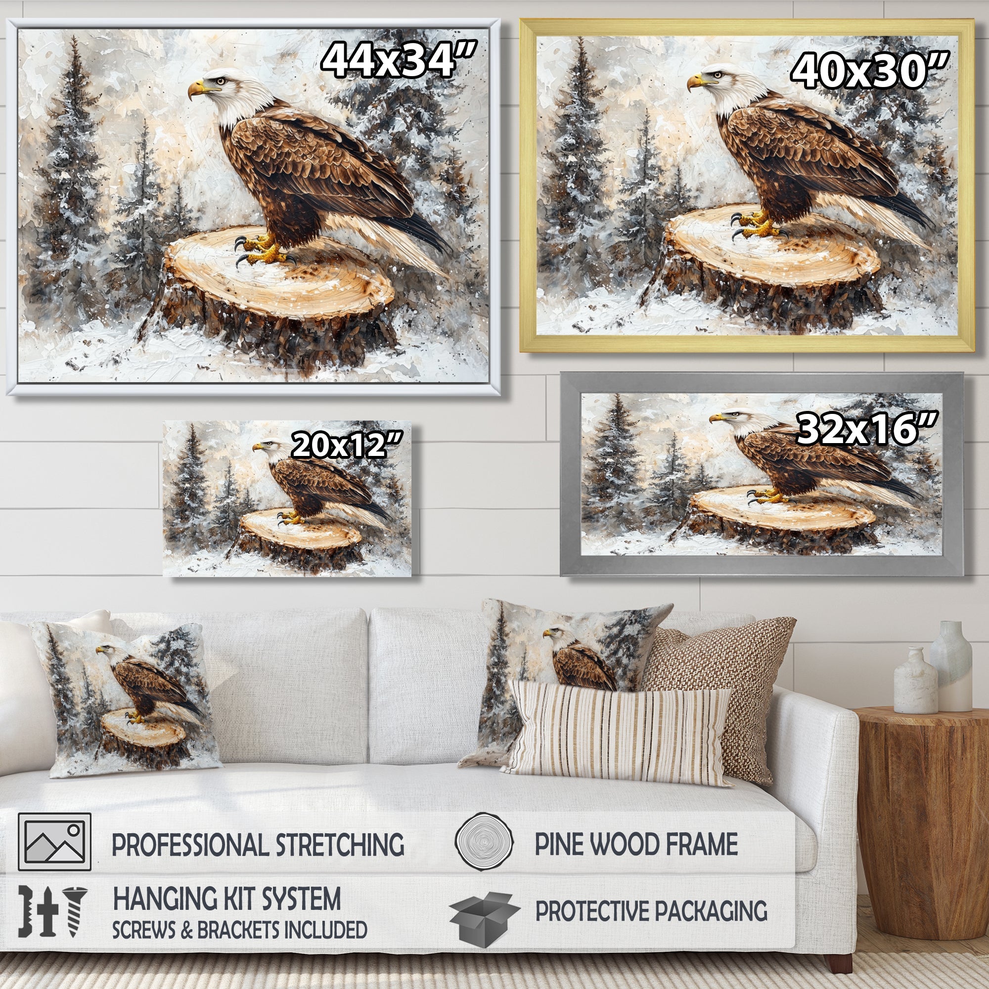 Eagle Silent Vigil In Winter - Brown Eagle Wall Art