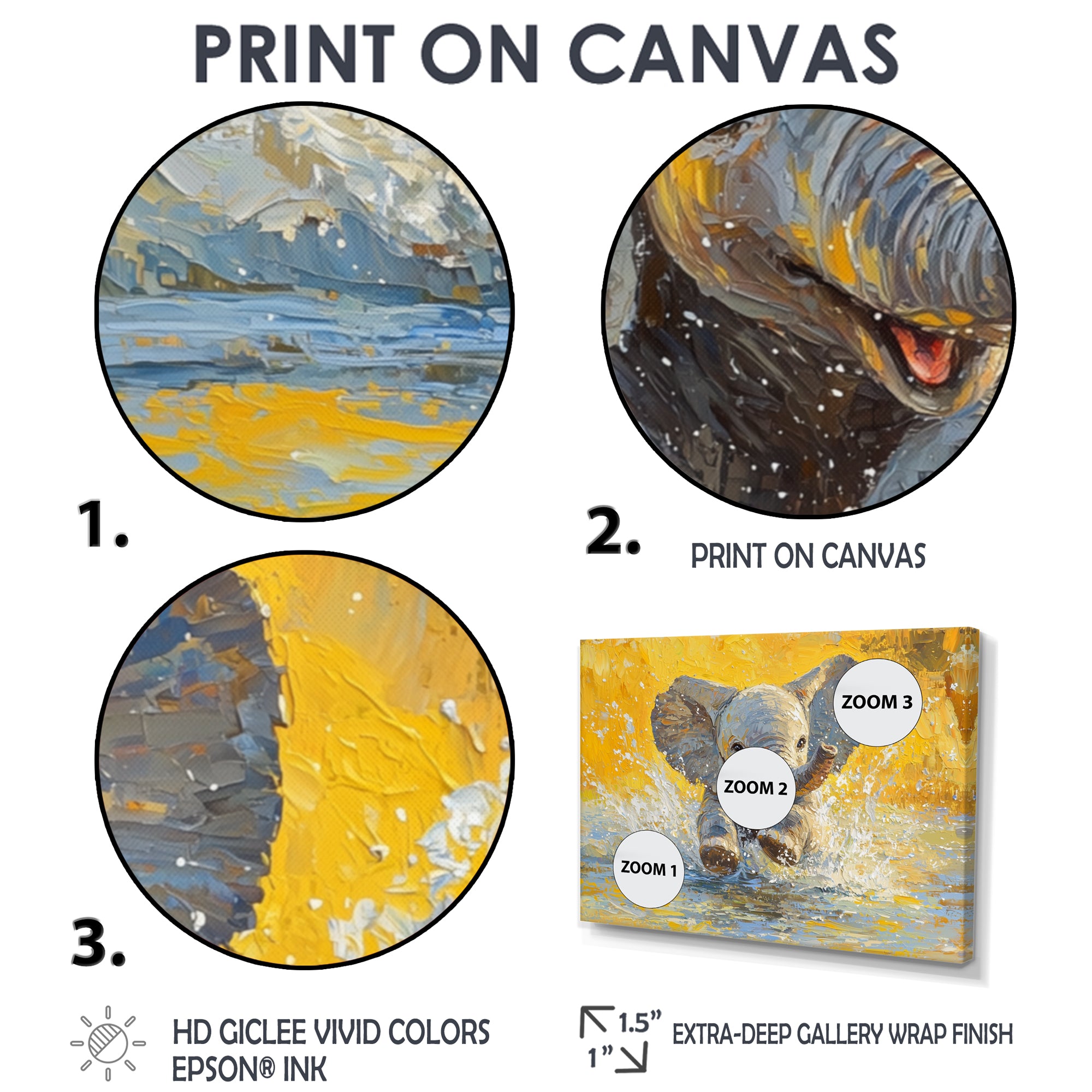 Elephant Calf Playing In The River - Elephant Bedroom Wall Art