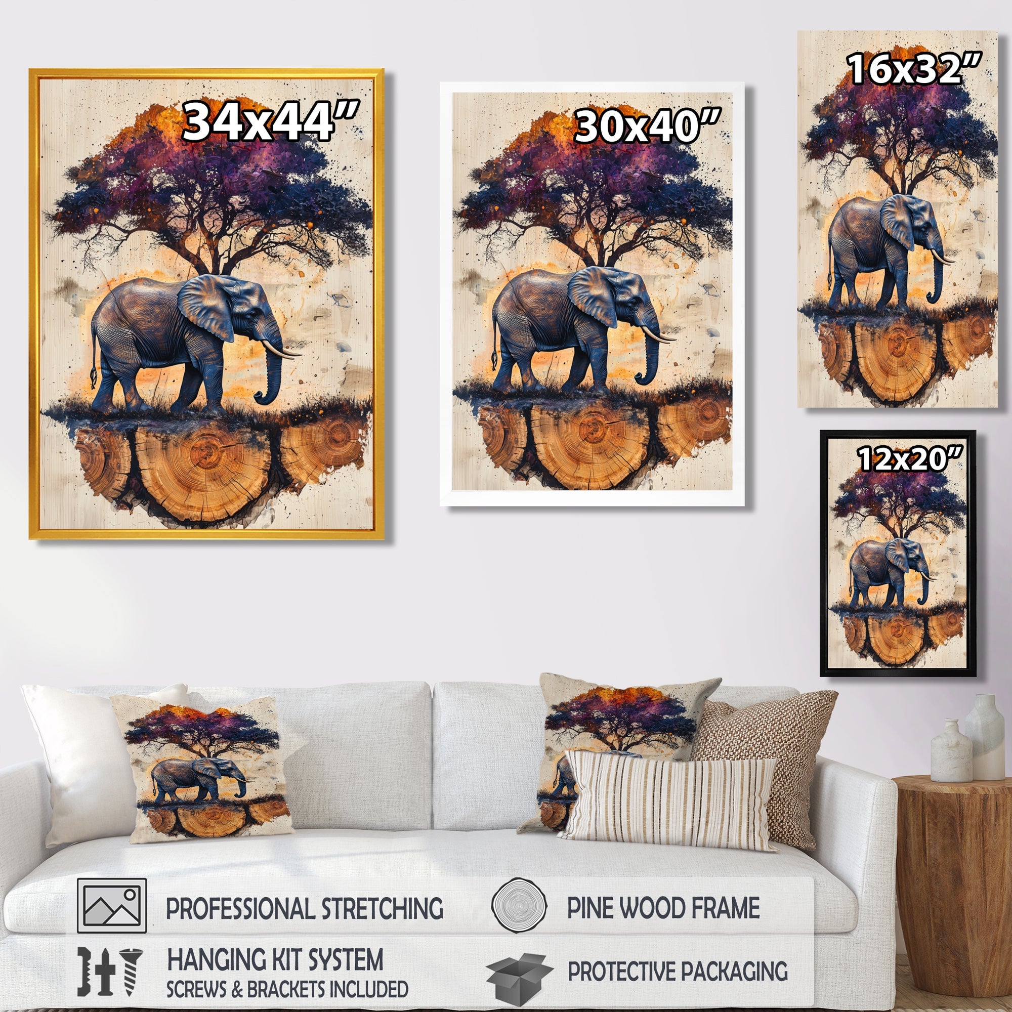 Elephant Under The Baobab Tree - Elephant Wall Art Prints
