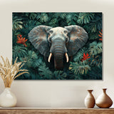Elephant Portrait In The Jungle - Elephant Large Canvas Wall Art