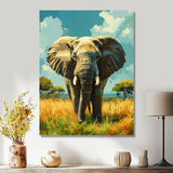 Elephant In The Lush Savannah - Elephant Living Room Wall Art