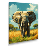 Elephant In The Lush Savannah - Elephant Living Room Wall Art