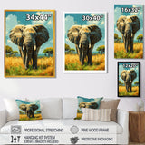 Elephant In The Lush Savannah - Elephant Living Room Wall Art