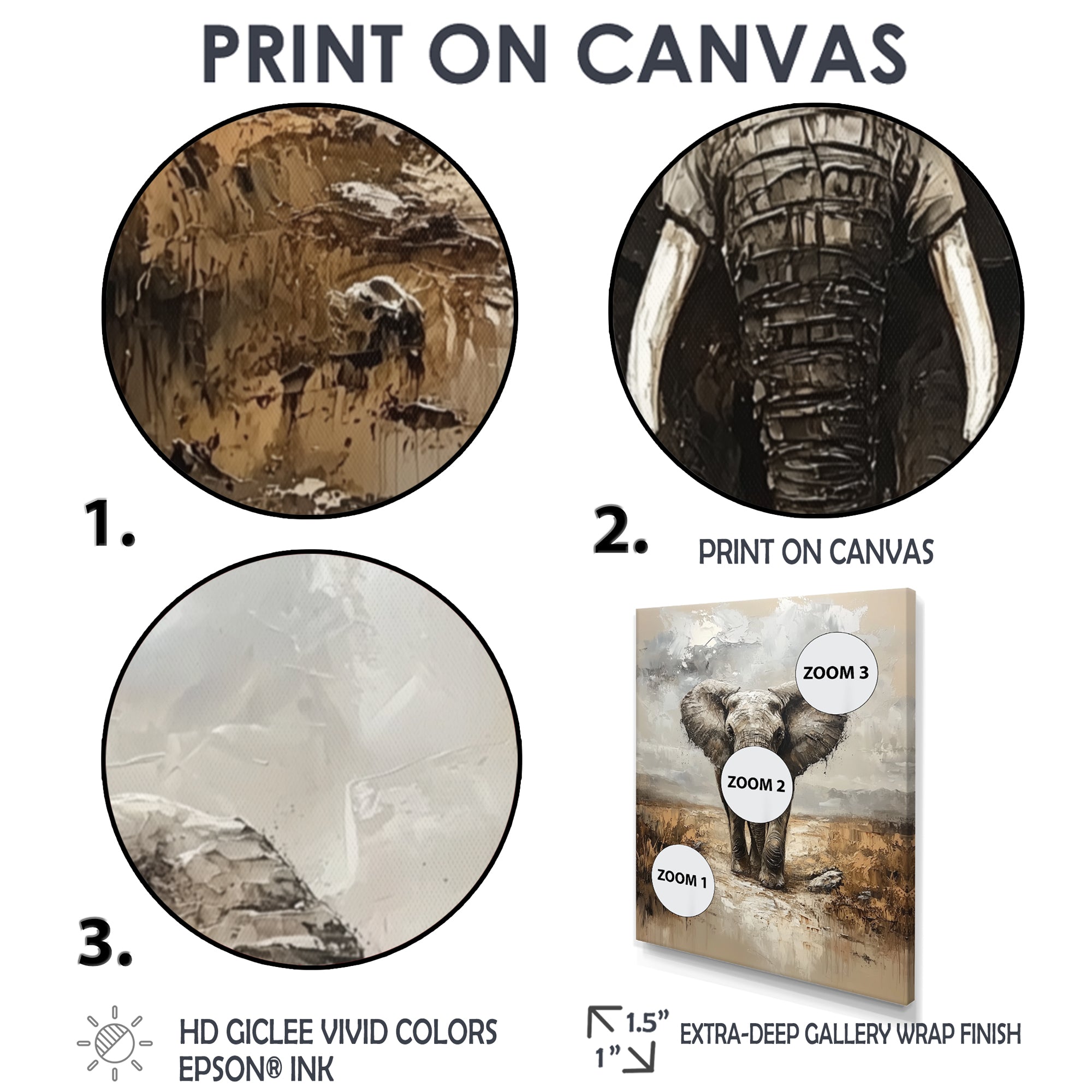 Elephant Majesty In The Grasslands - Elephant Canvas Wall Art