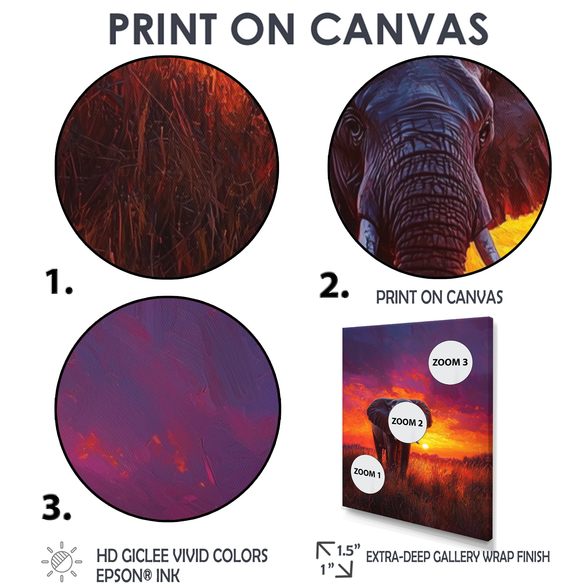 Elephant In The Sunset Glow - Elephant Wall Decor