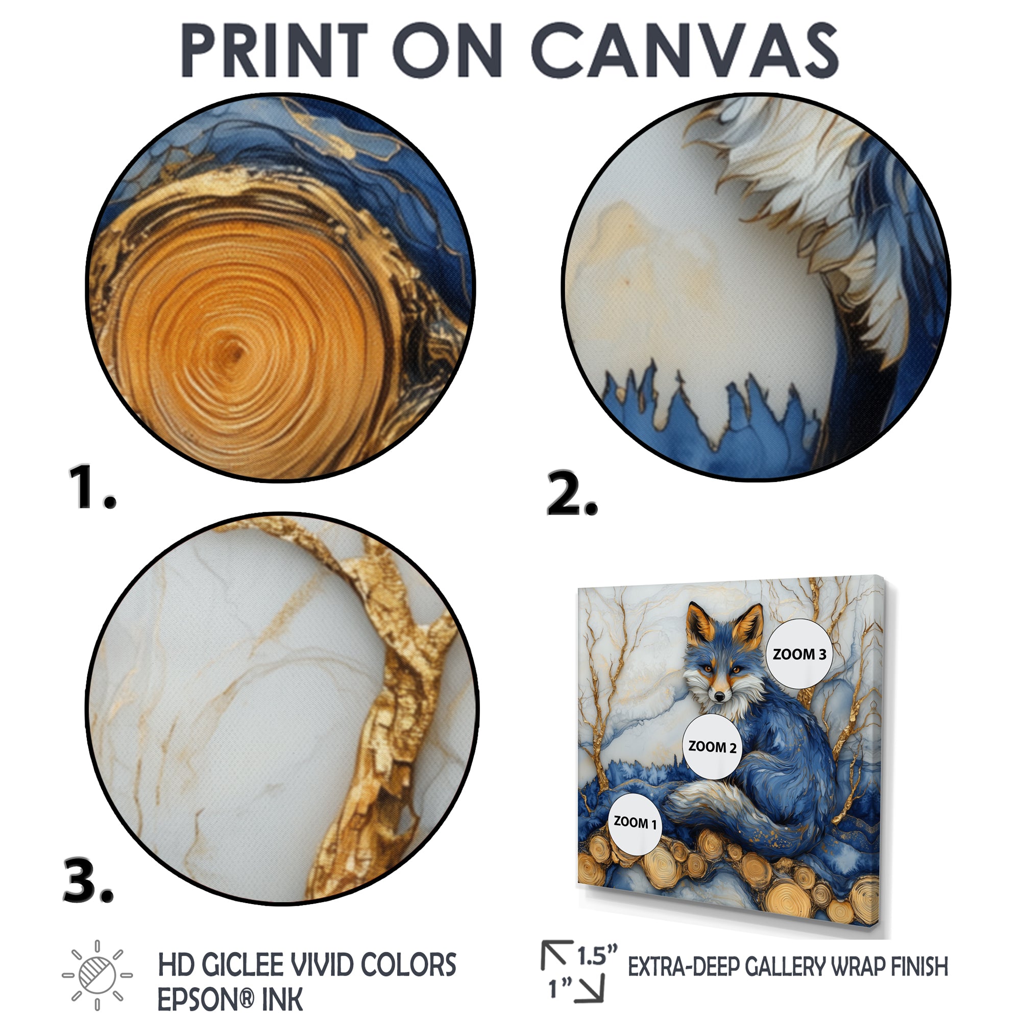 Night Fox By The Lake Landscape - Blue Fox Wall Art
