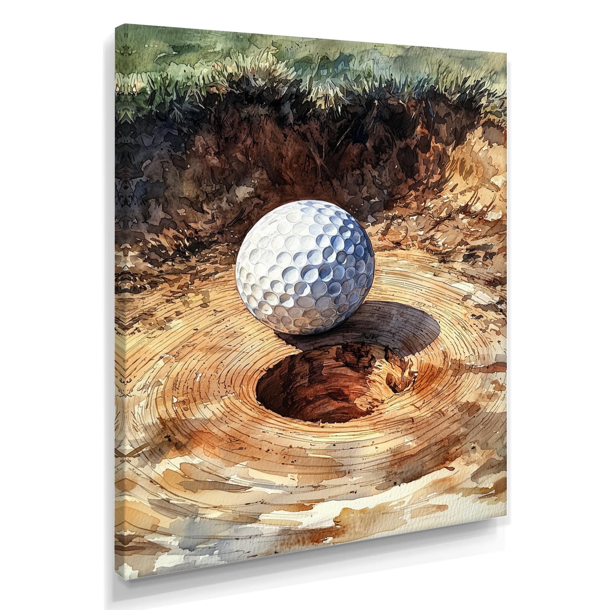 Abstract Golf Ball At The Wooden Slide - Golf Canvas Wall Art