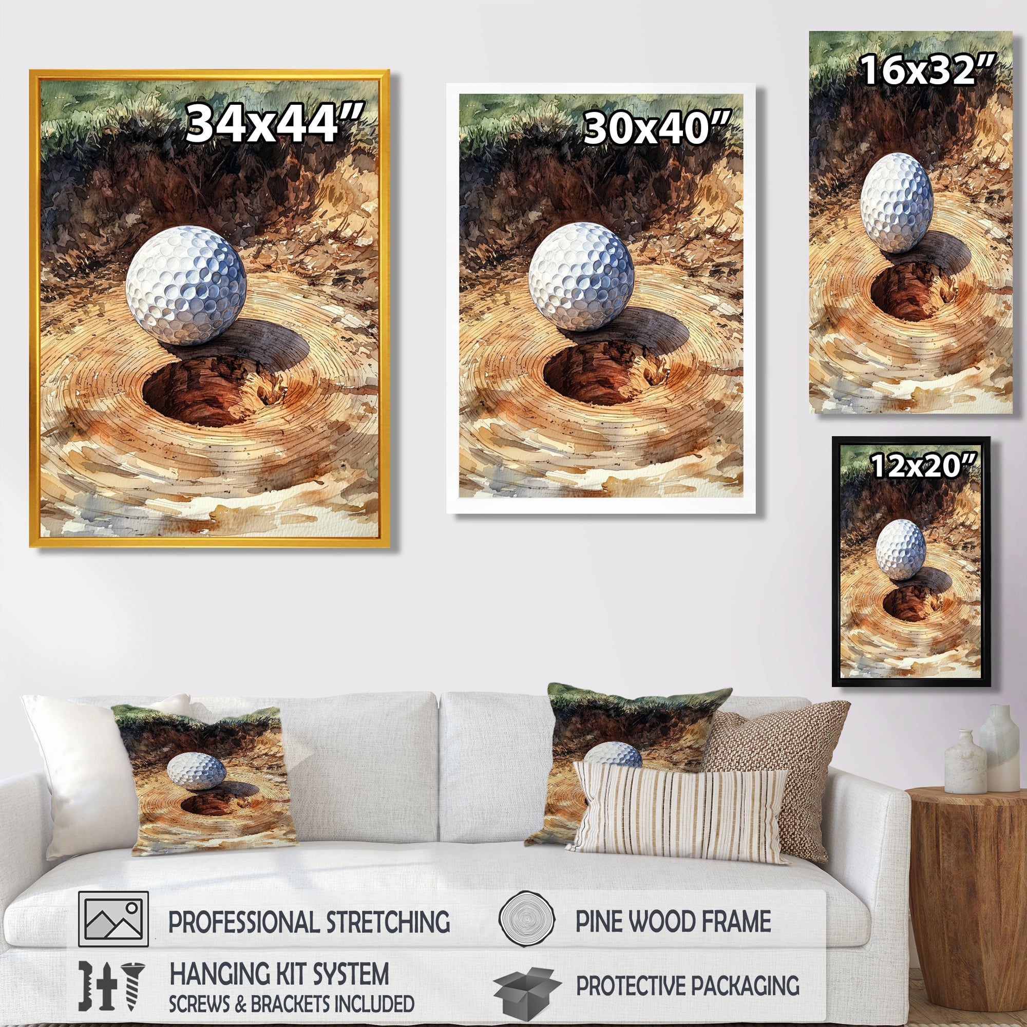 Abstract Golf Ball At The Wooden Slide - Golf Canvas Wall Art