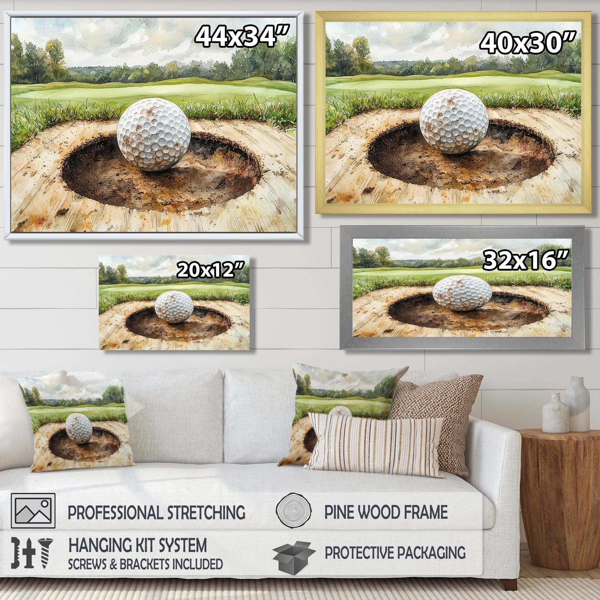 Chasing The Pin Golf Landscape I - Golf Canvas Wall Art