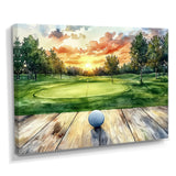 Golf Practice On A Top Of Wooden Slide - Golf Canvas Wall Art