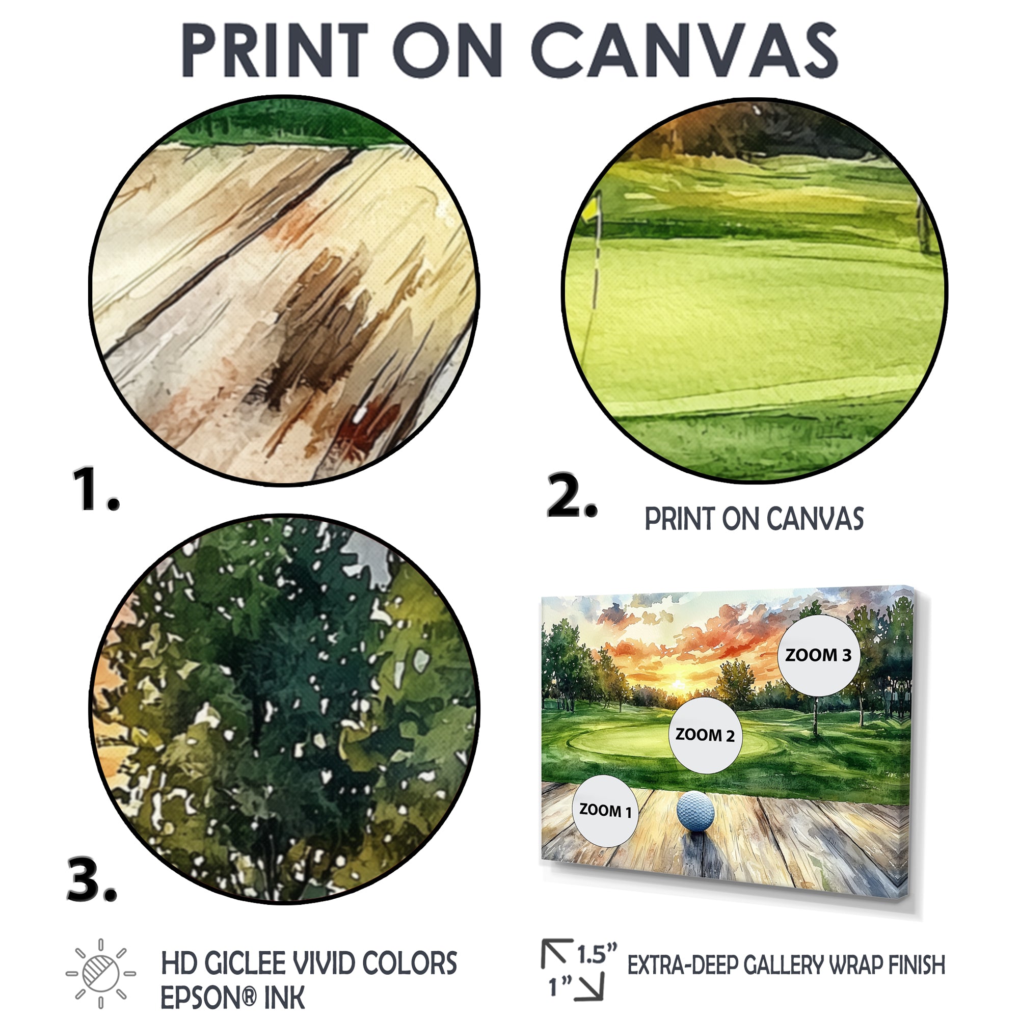 Golf Practice On A Top Of Wooden Slide - Golf Canvas Wall Art