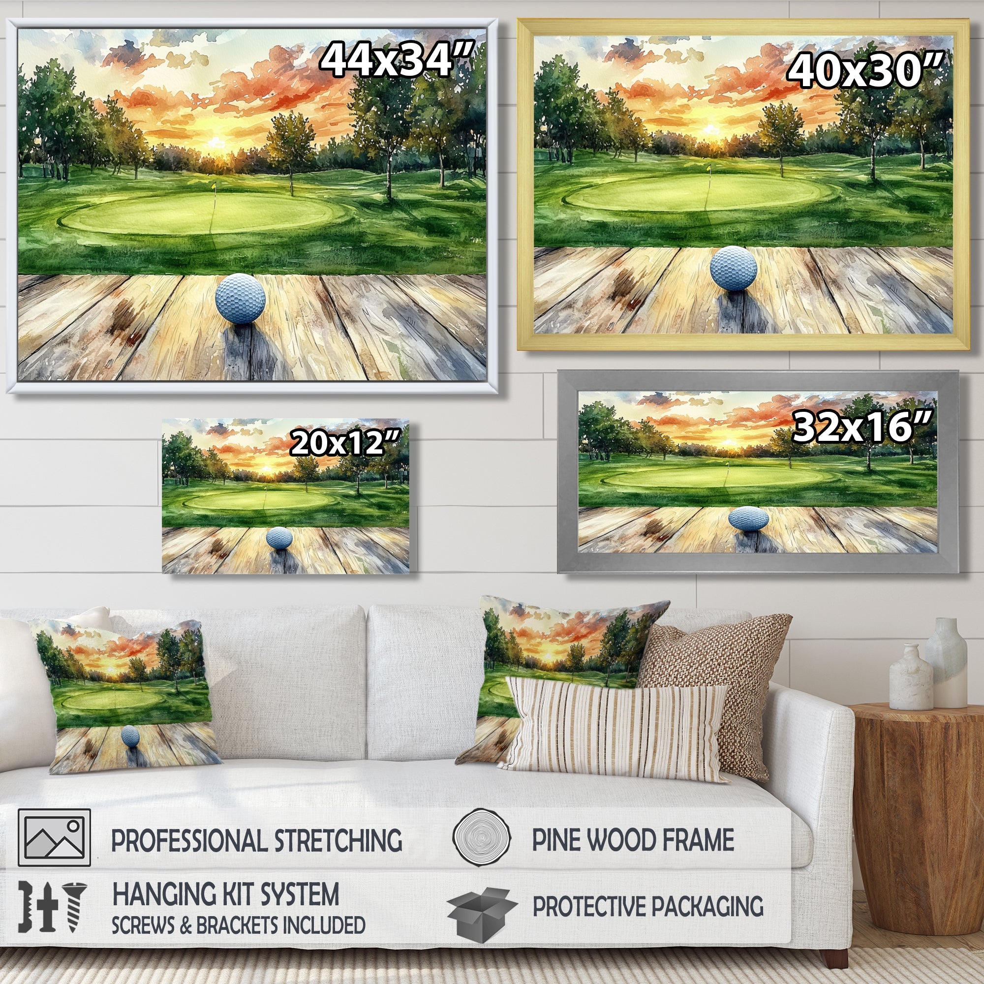 Golf Practice On A Top Of Wooden Slide - Golf Canvas Wall Art