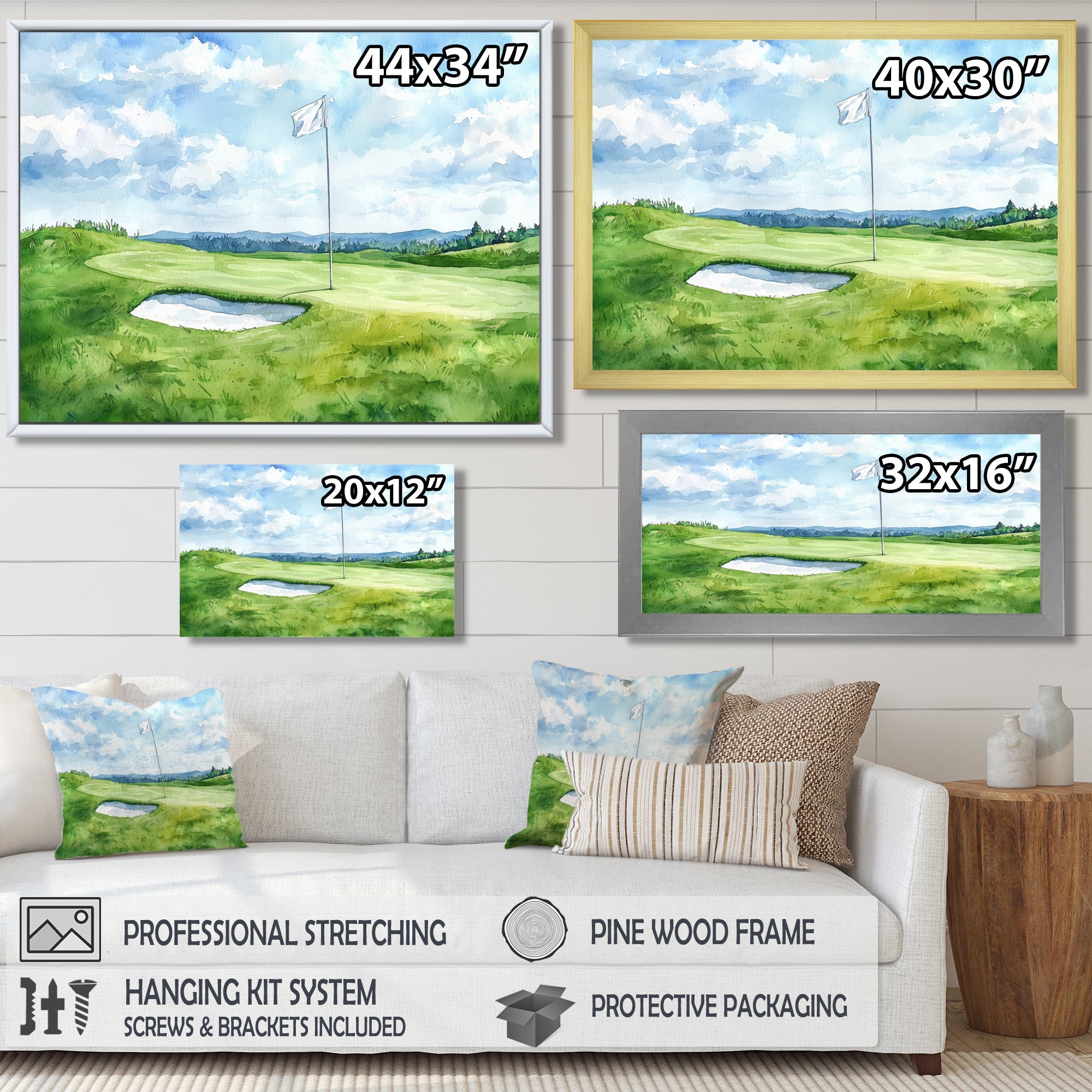 Golf Course Champions Horizon
 I - Golf Canvas Wall Art