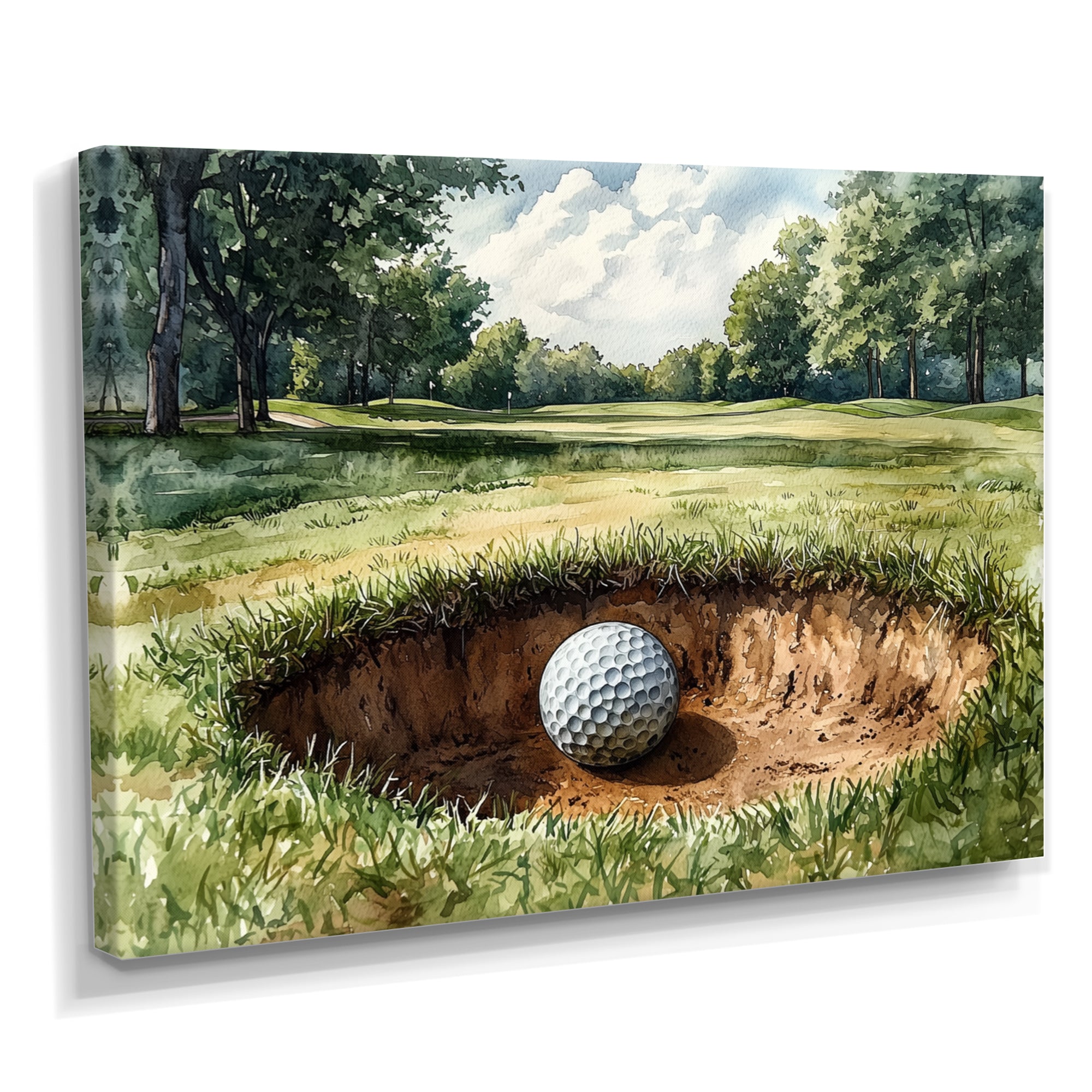 Abstract Golf Ball On The Field - Golf Canvas Wall Art