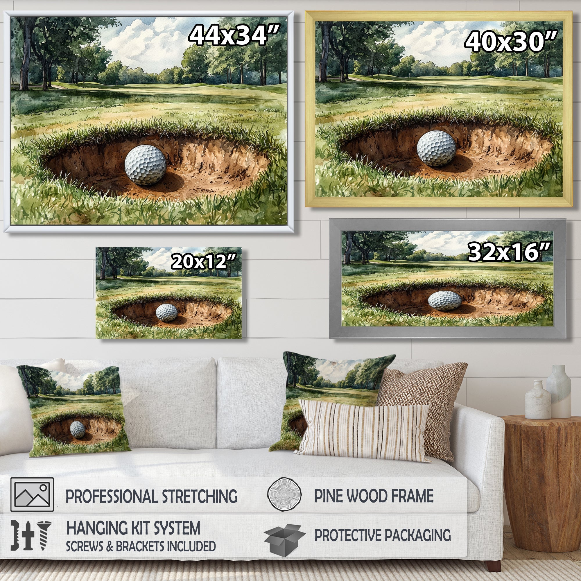 Abstract Golf Ball On The Field - Golf Canvas Wall Art