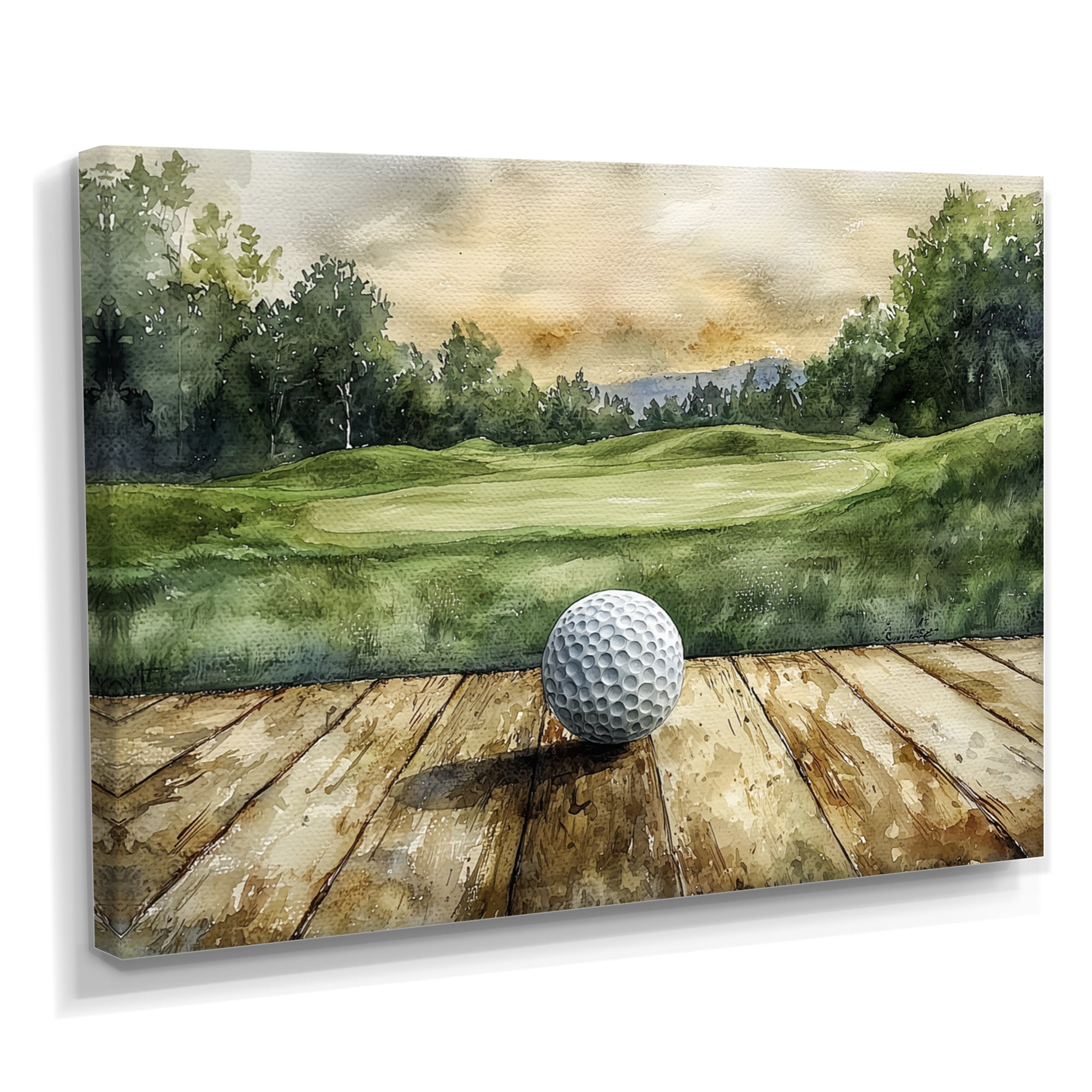 Greens And Dreams Golf Practice Landscape I - Golf Canvas Wall Art