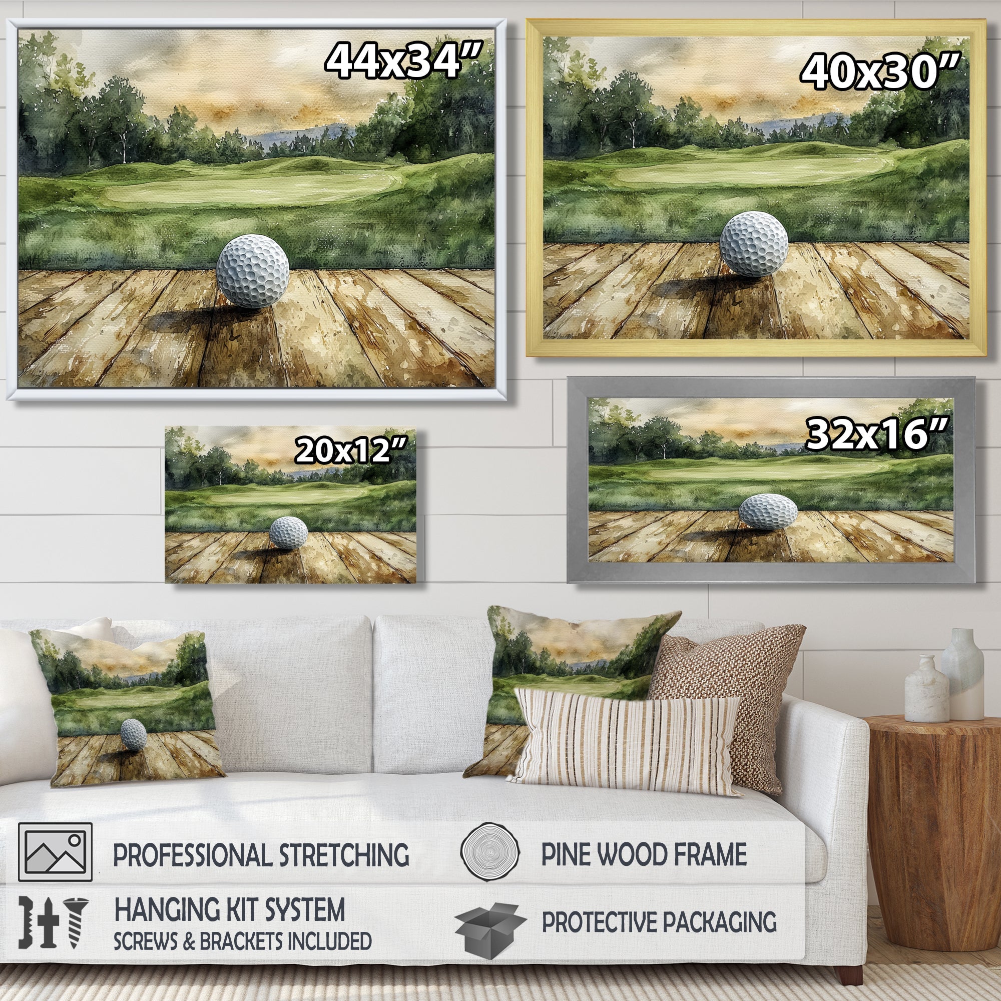 Greens And Dreams Golf Practice Landscape I - Golf Canvas Wall Art