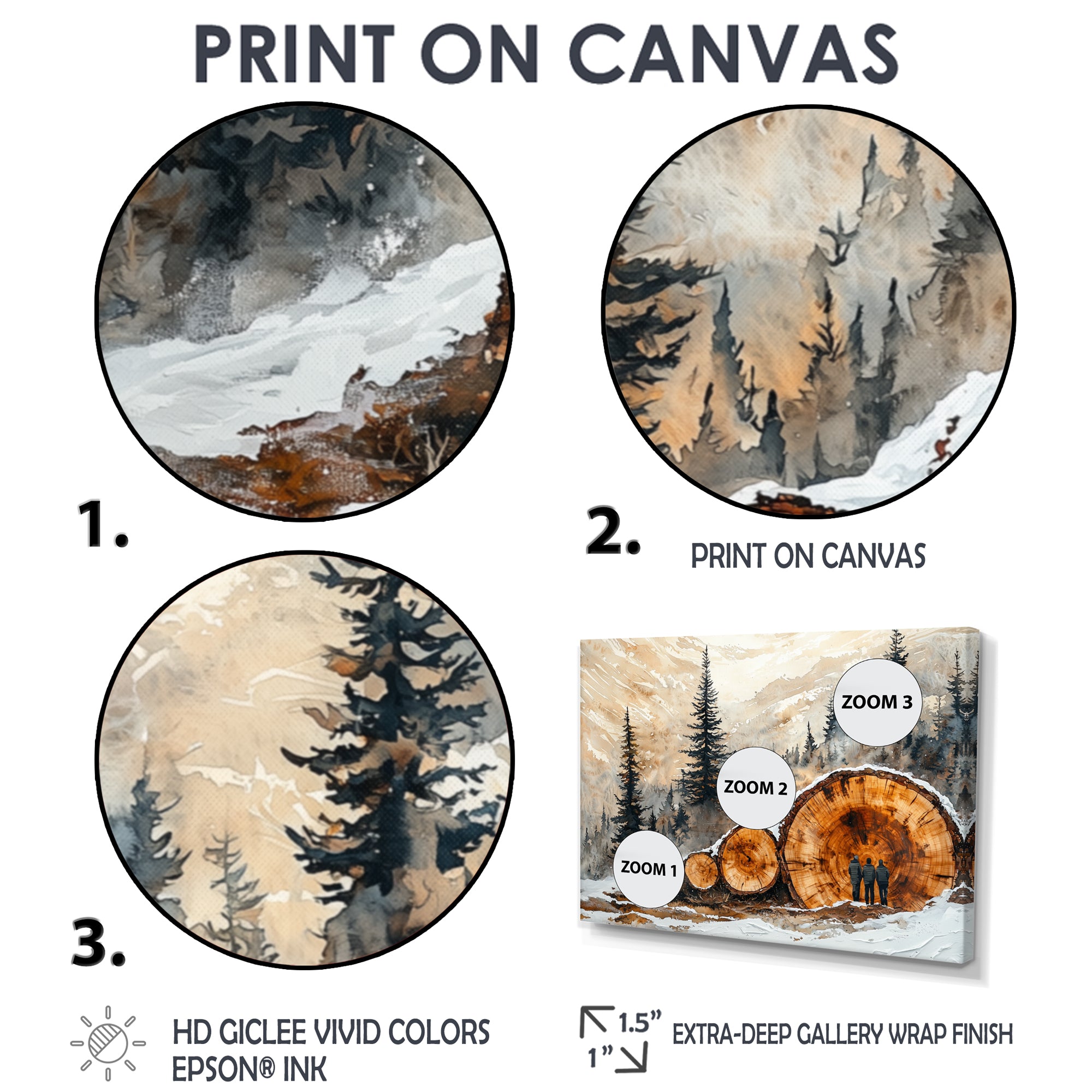 Hiking Group In A Winter Landscape I - Hiking Canvas Wall Art