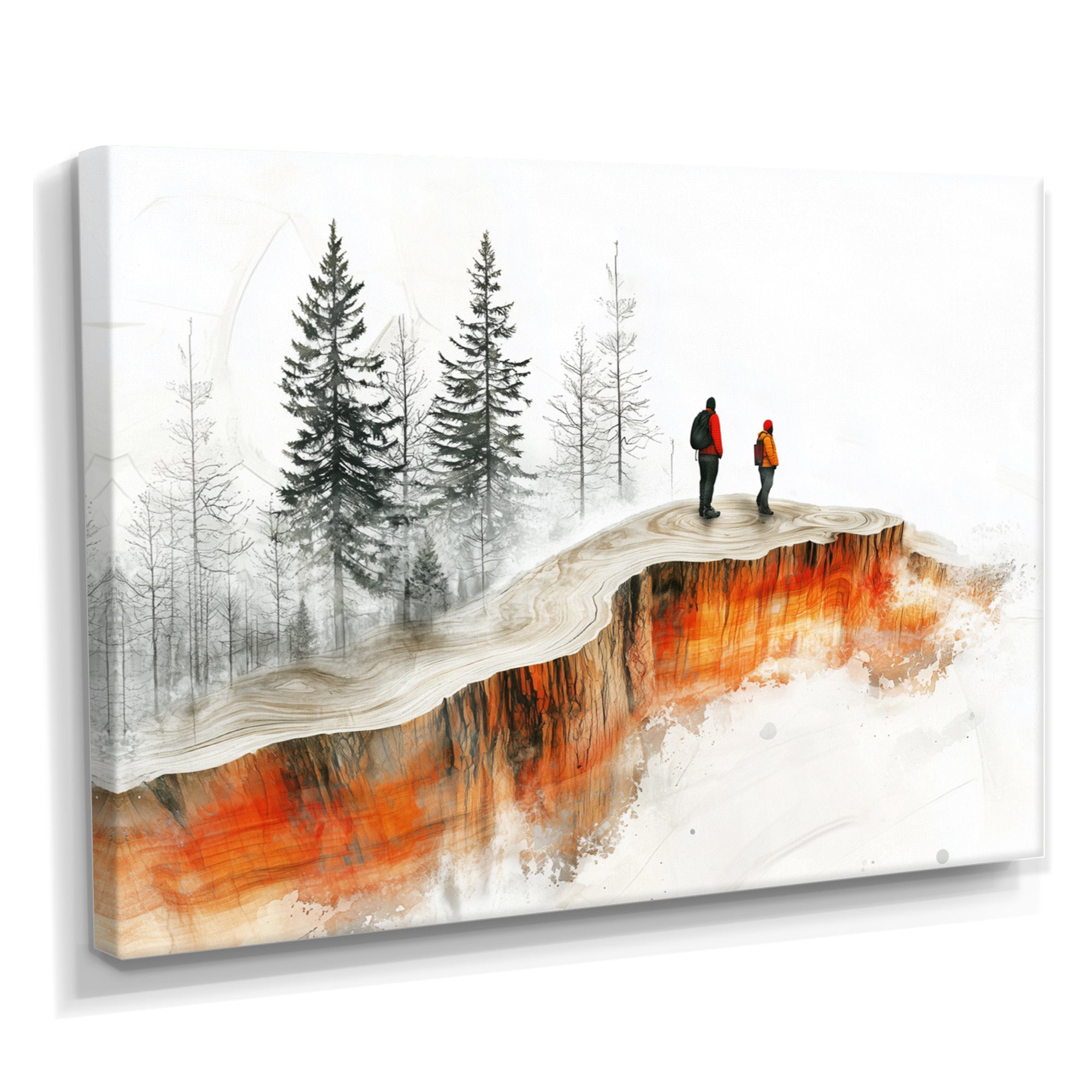 Hiking In A Winter Landscape I - Hiking Canvas Wall Art