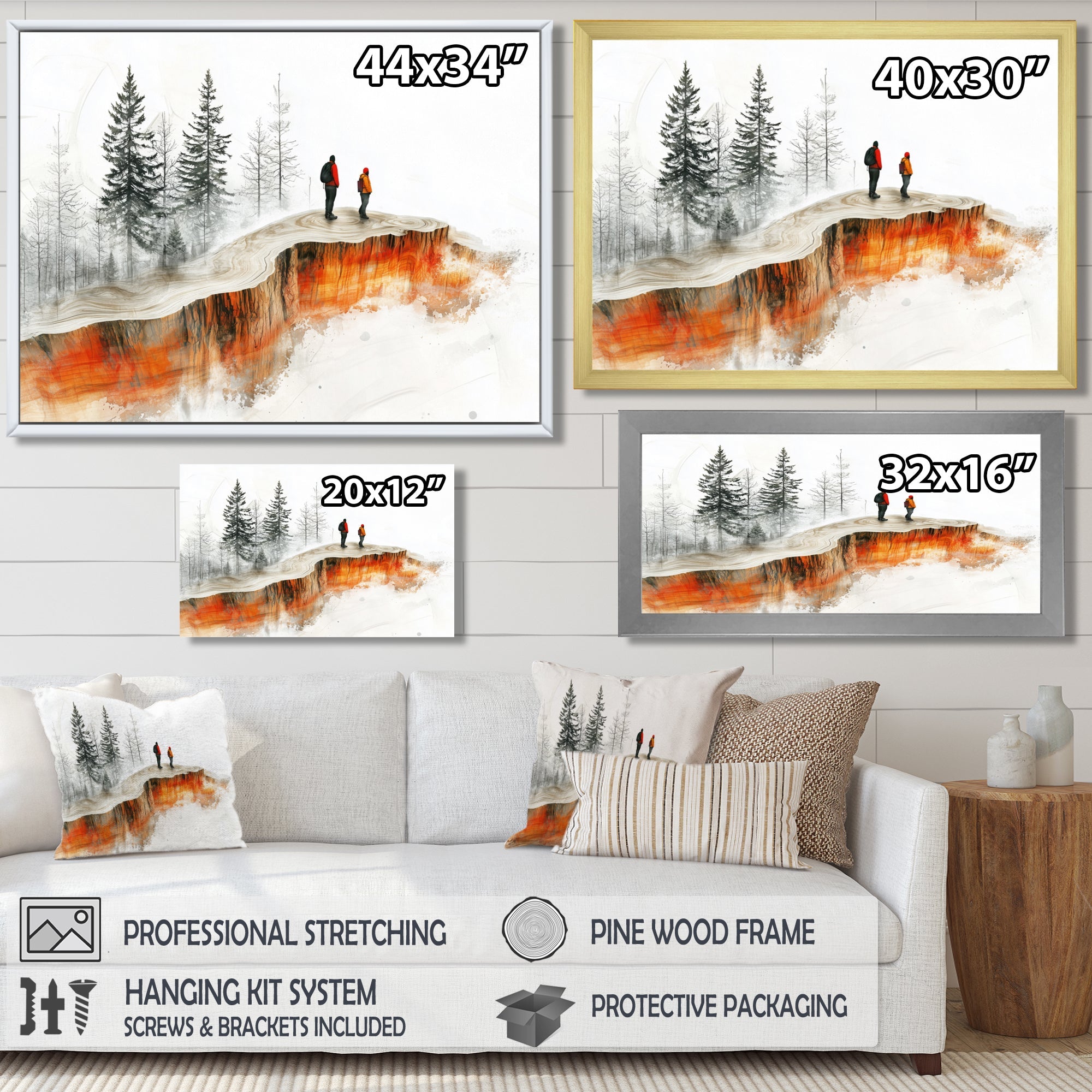 Hiking In A Winter Landscape I - Hiking Canvas Wall Art
