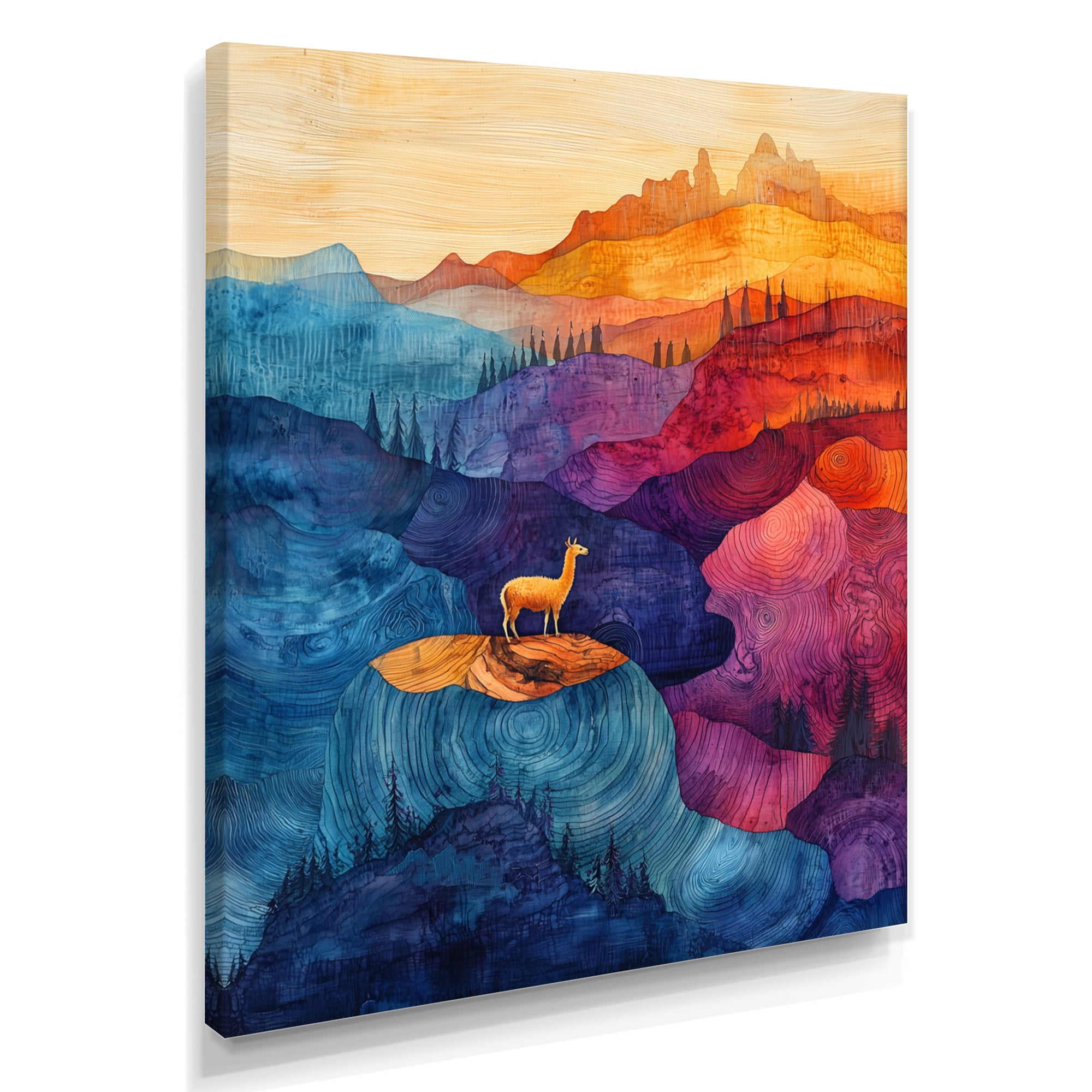 Llama In The Rainbow Mountain Slide - Llama Wall Art Prints