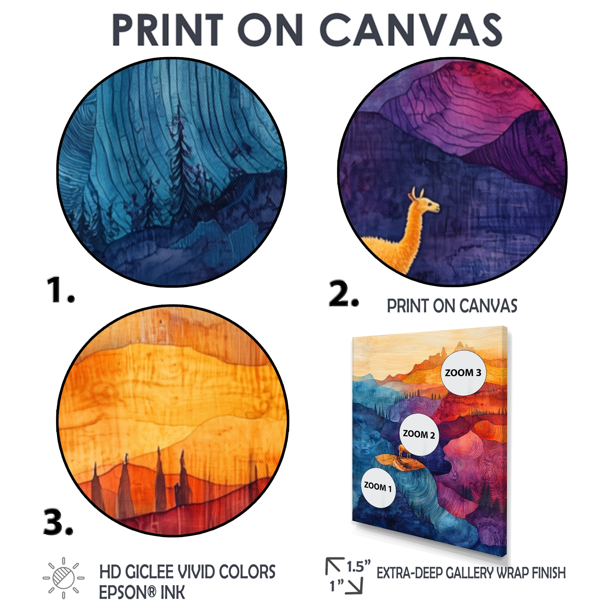 Llama In The Rainbow Mountain Slide - Llama Wall Art Prints