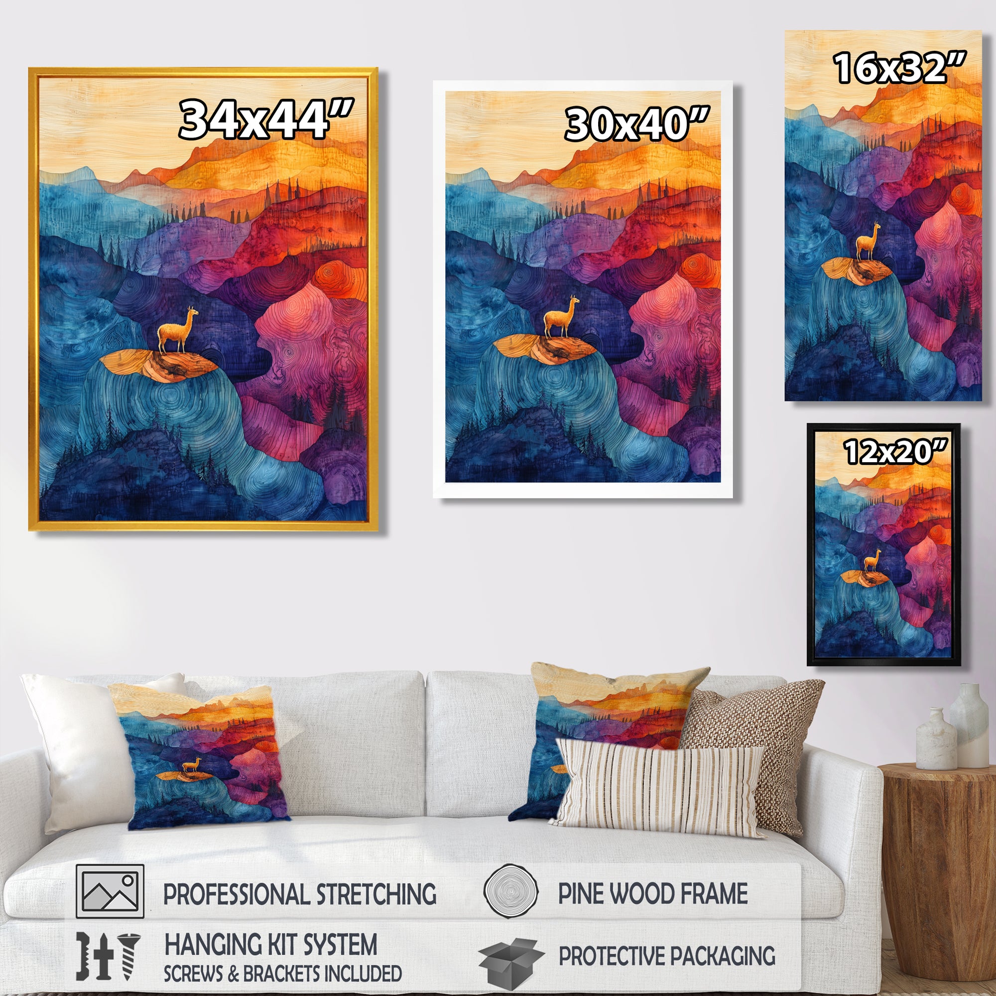 Llama In The Rainbow Mountain Slide - Llama Wall Art Prints