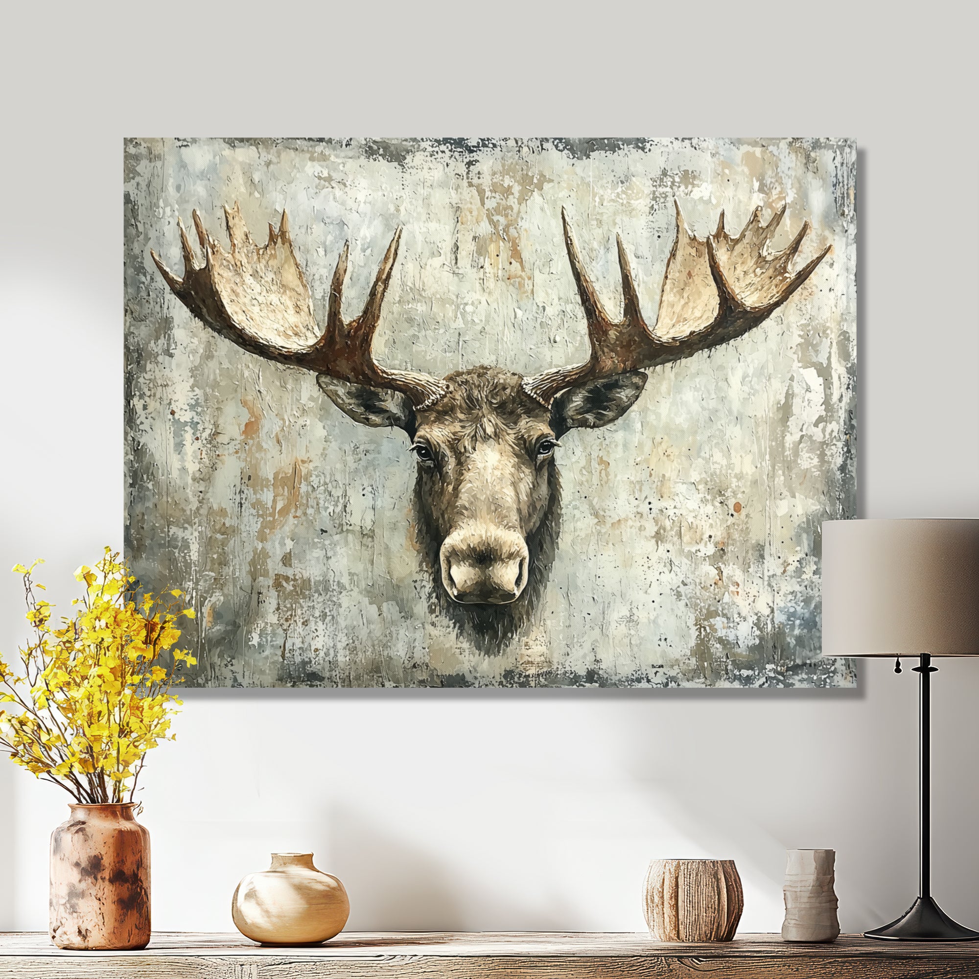 Abstract Antlers Of Moose Head - Brown Moose Wall Art