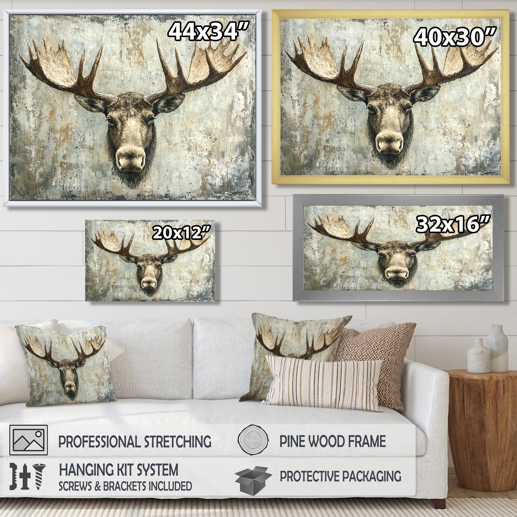 Abstract Antlers Of Moose Head - Brown Moose Wall Art